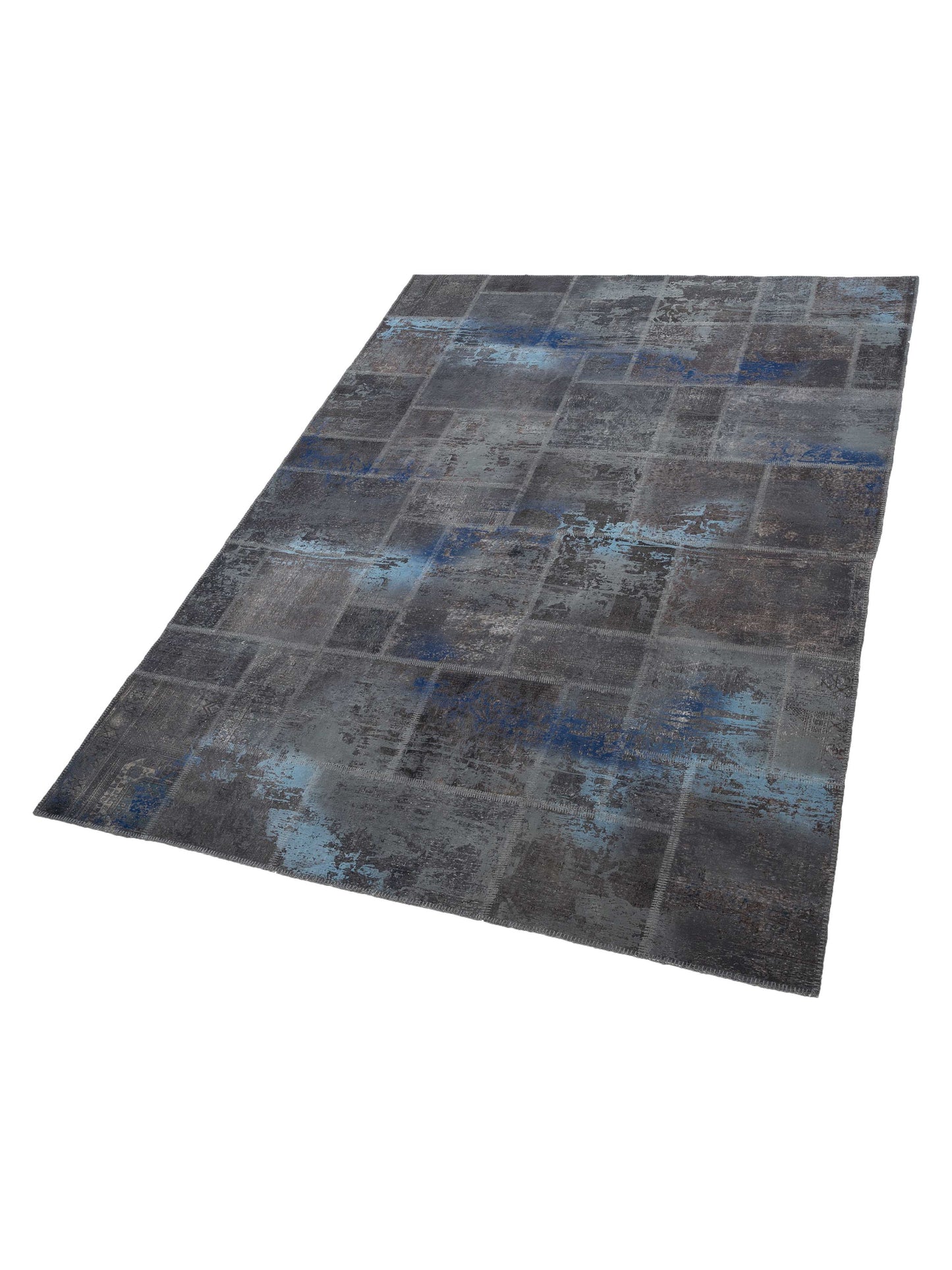 Patchwork Dark Gray 9x12 Hand Knotted Rug