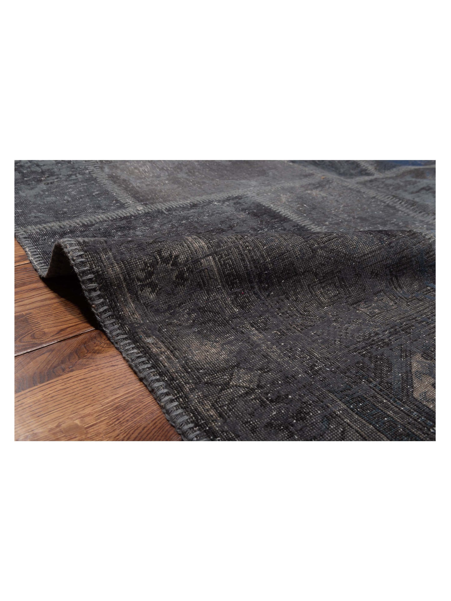 Patchwork Dark Gray 9x12 Hand Knotted Rug