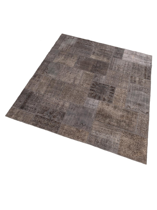 Patchwork Gray 8x9.11 Hand Knotted Rug