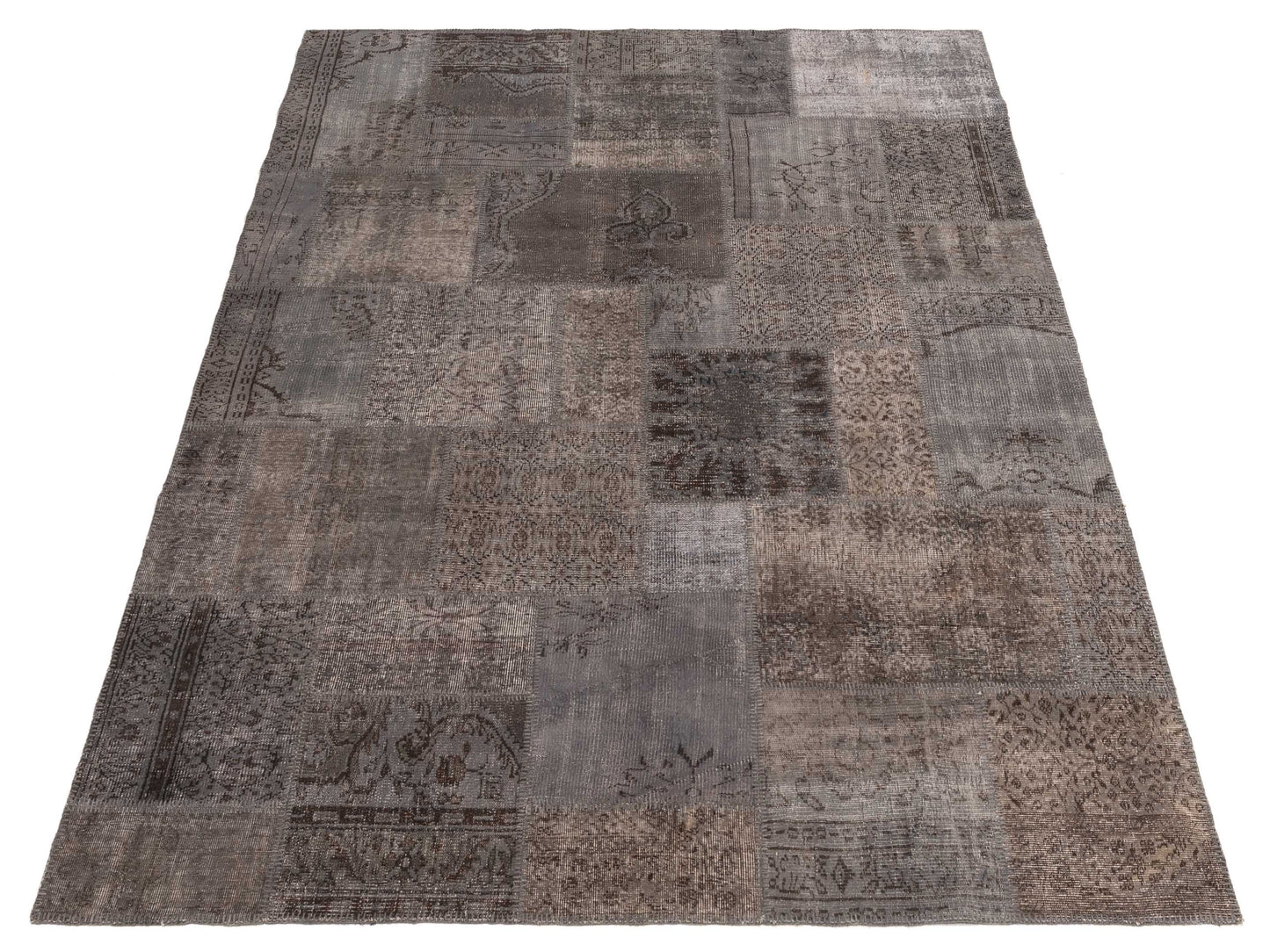 Patchwork Gray 8x9.11 Hand Knotted Rug
