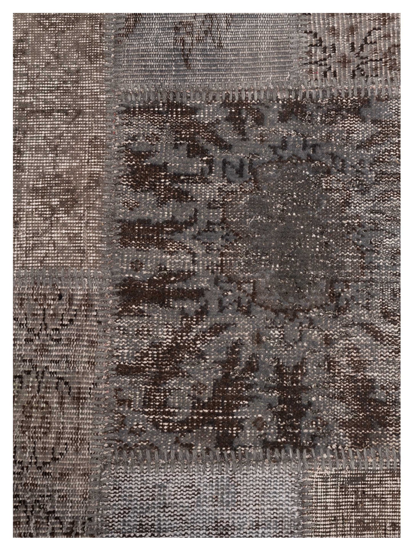 Patchwork Gray 8x9.11 Hand Knotted Rug