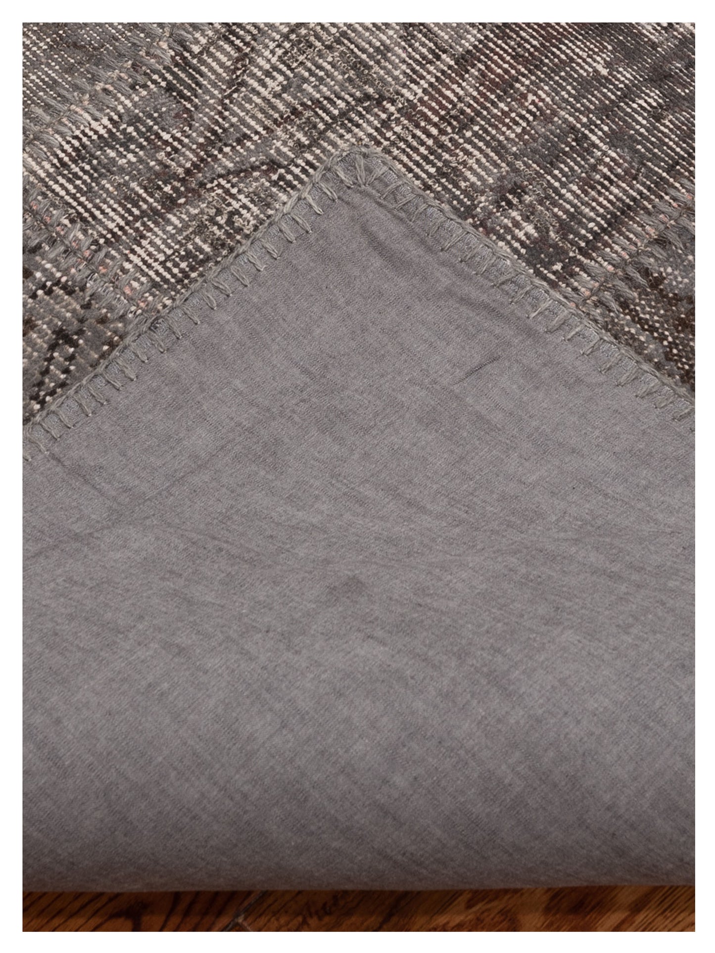 Patchwork Gray 8x9.11 Hand Knotted Rug