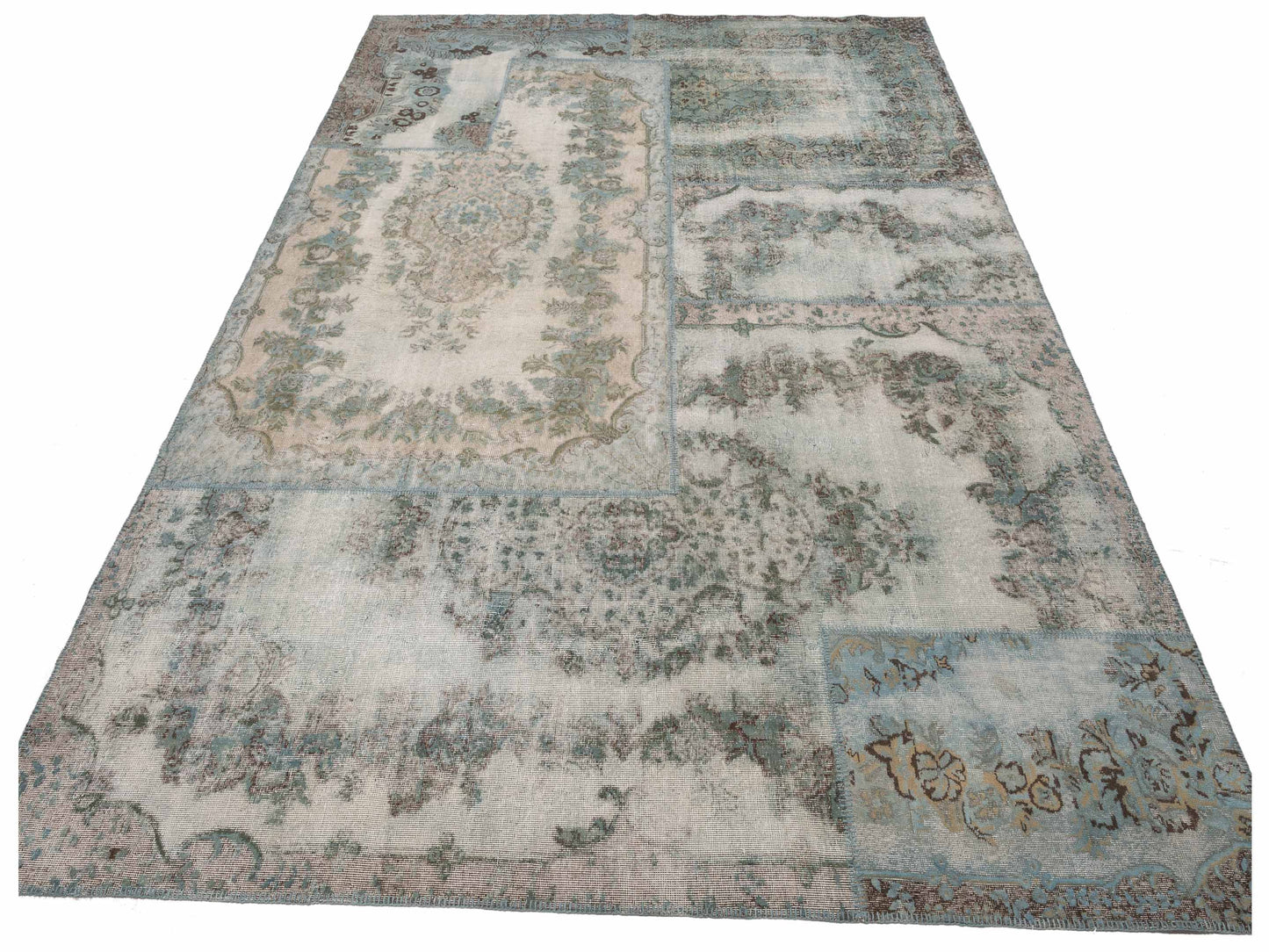 Patchwork Blue 10x13.10 Hand Knotted Rug