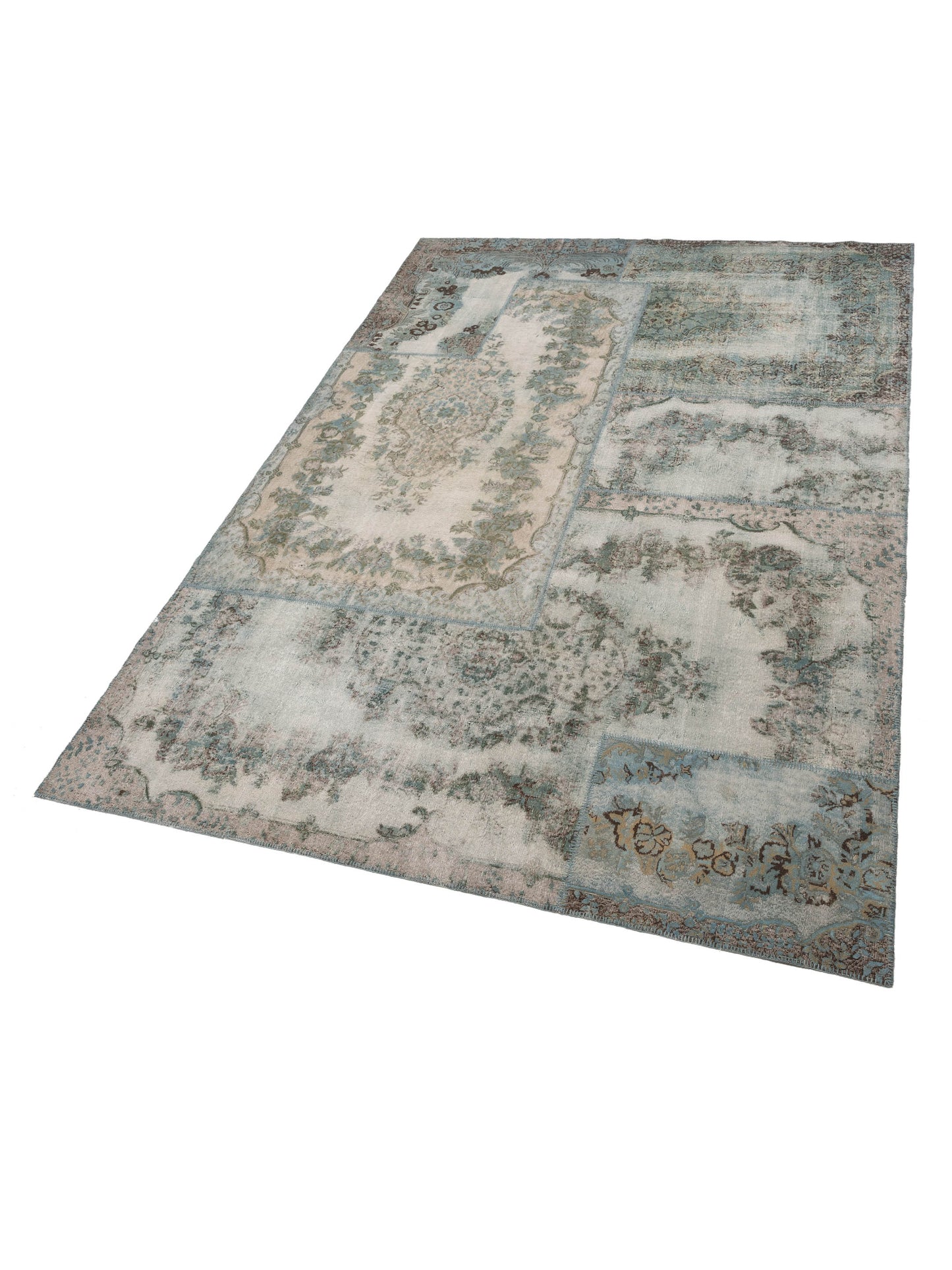 Patchwork Blue 10x13.10 Hand Knotted Rug