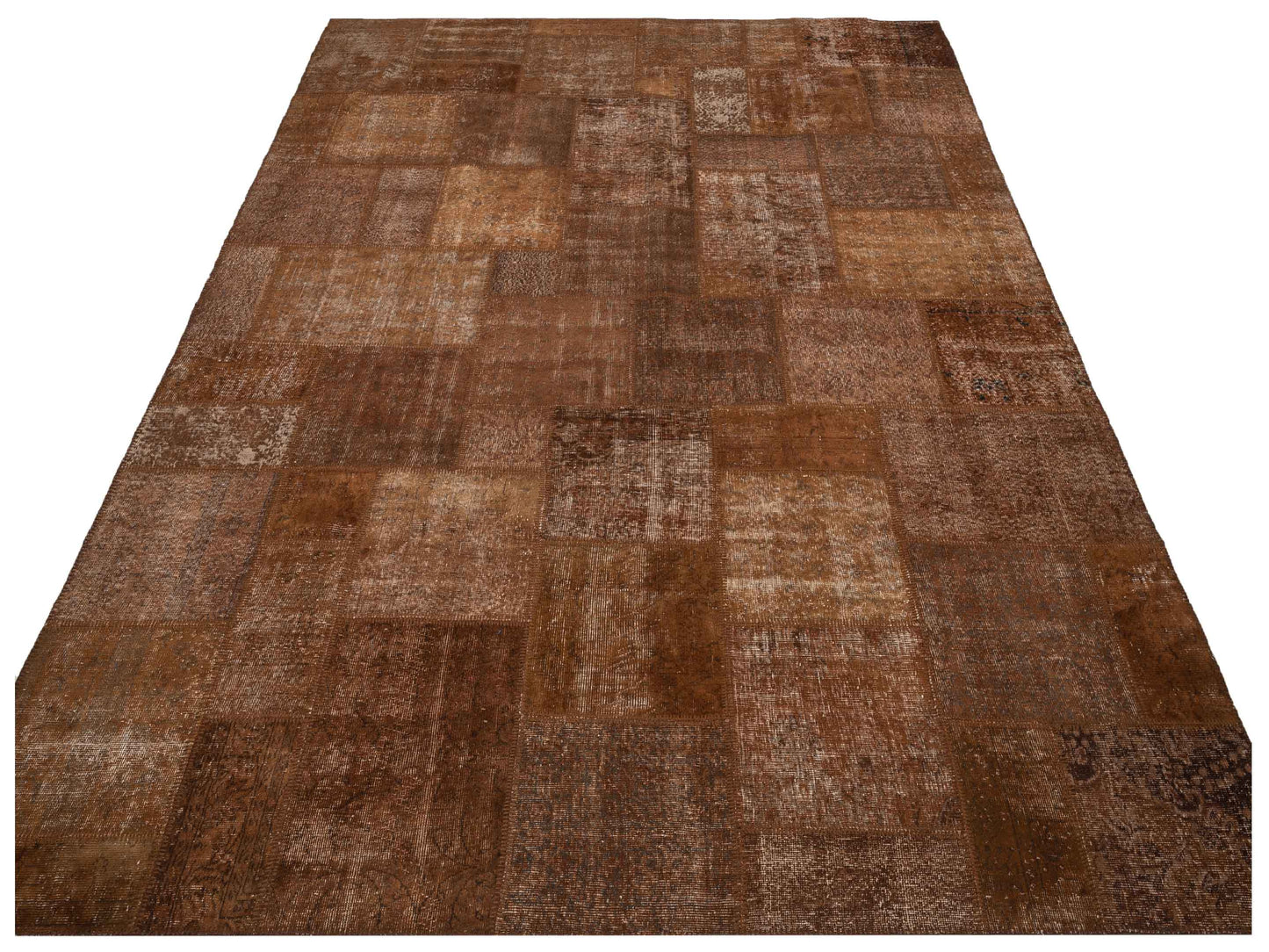 Patchwork Brown 9.10x13.1 Hand Knotted Rug