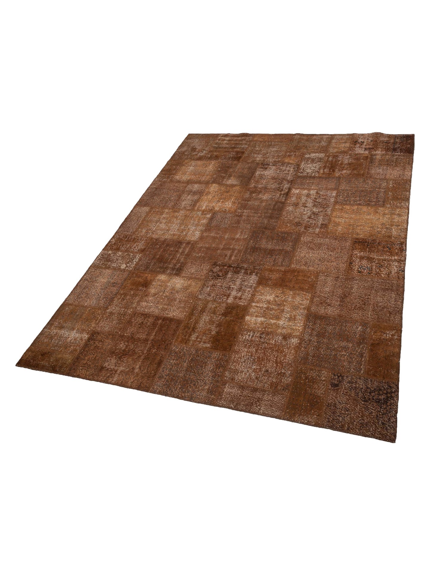 Patchwork Brown 9.10x13.1 Hand Knotted Rug