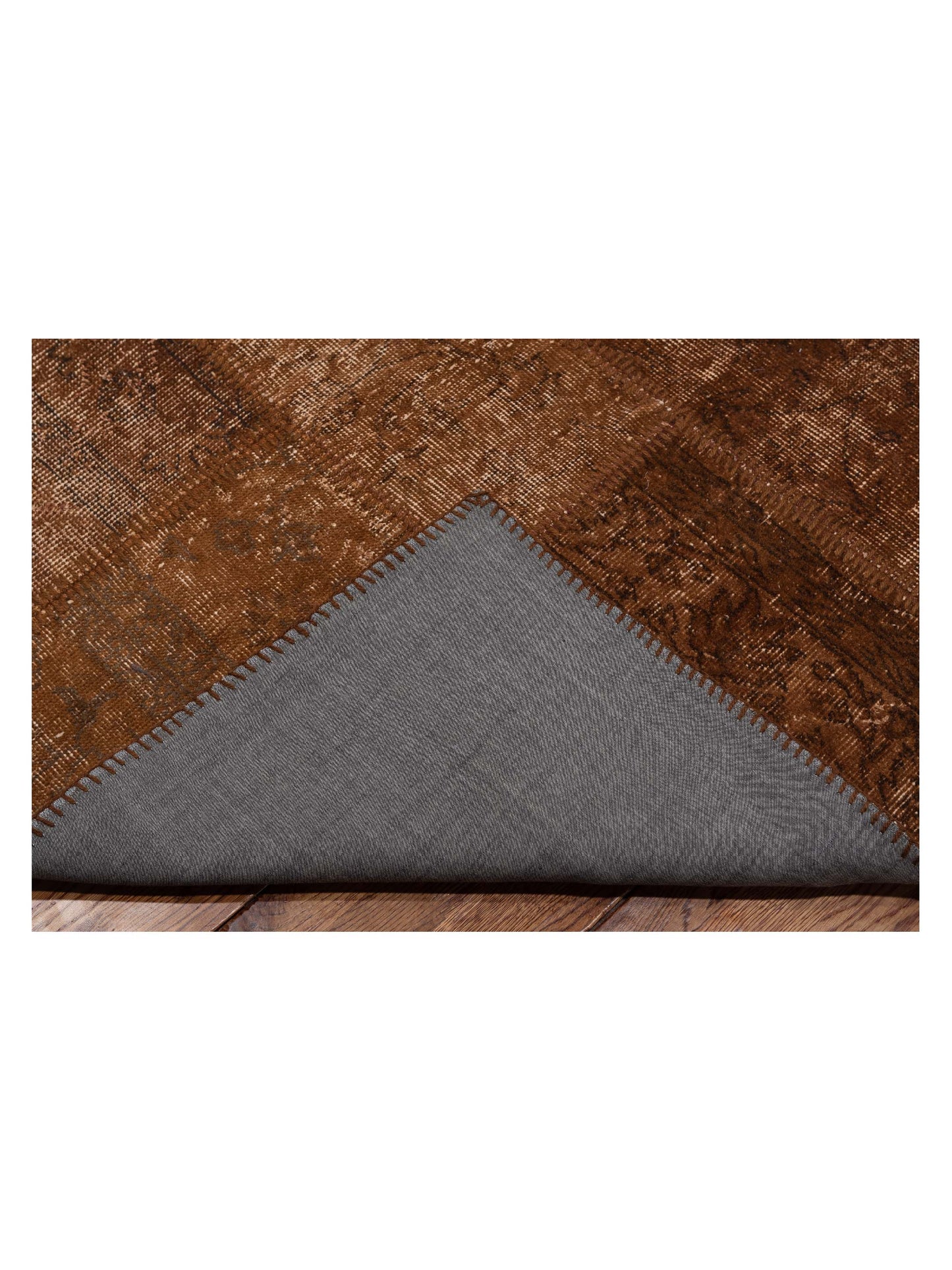 Patchwork Brown 9.10x13.1 Hand Knotted Rug