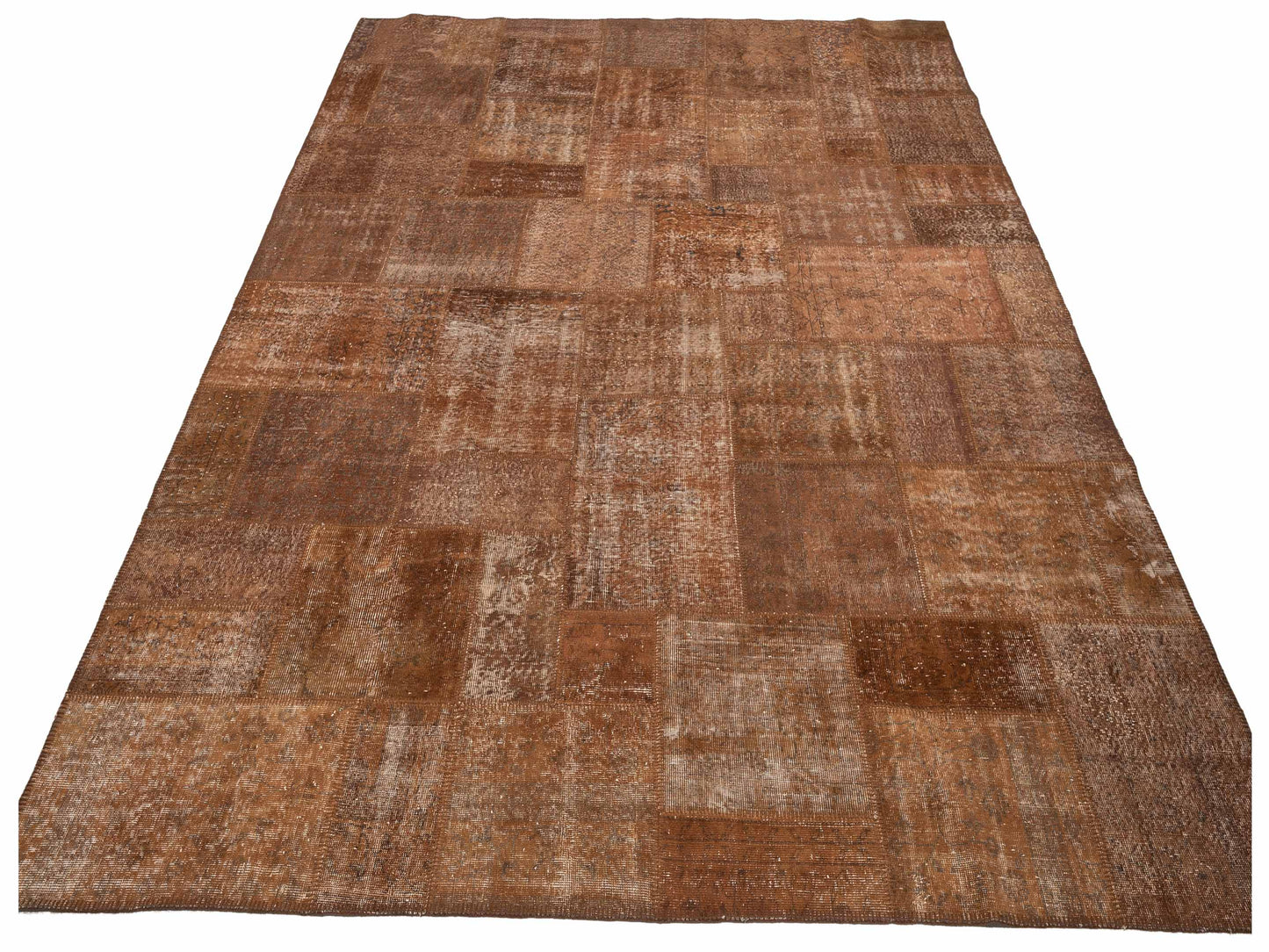 Patchwork Brown 9.10x13.1 Hand Knotted Rug