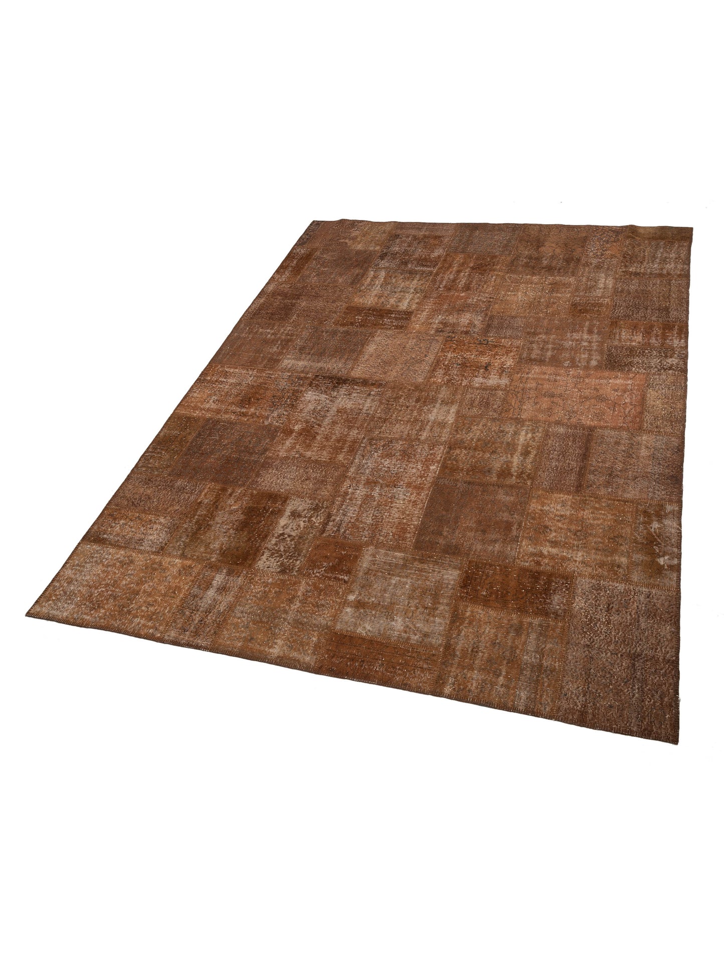Patchwork Brown 9.10x13.1 Hand Knotted Rug