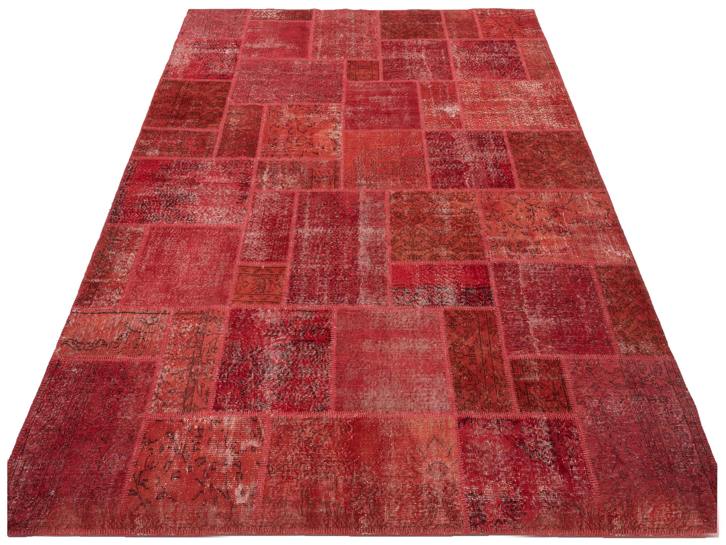 Patchwork Red 9x12 Hand Knotted Rug