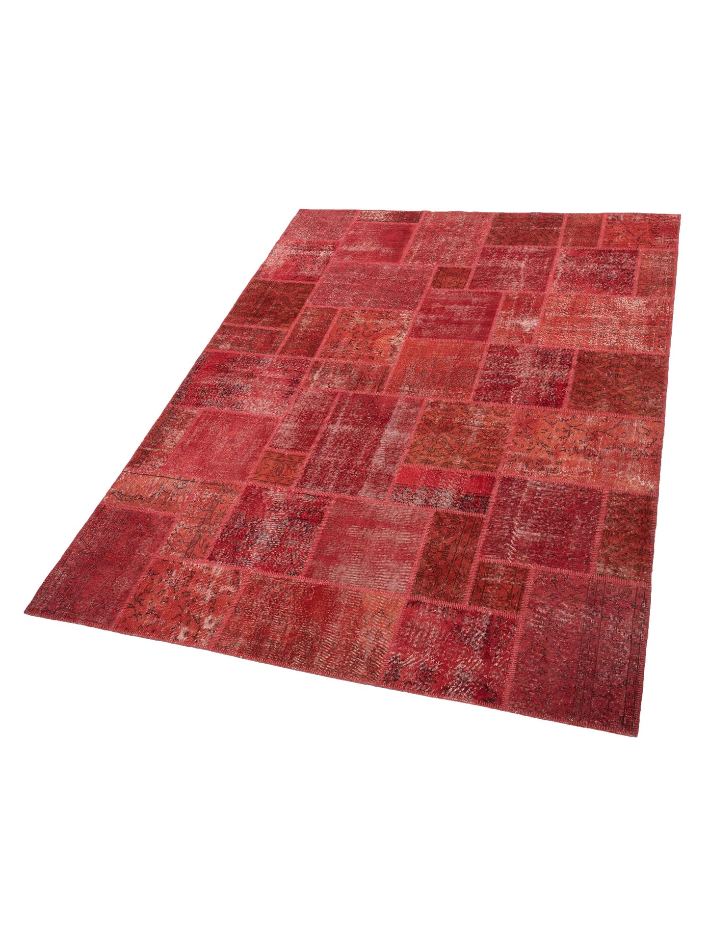 Patchwork Red 9x12 Hand Knotted Rug