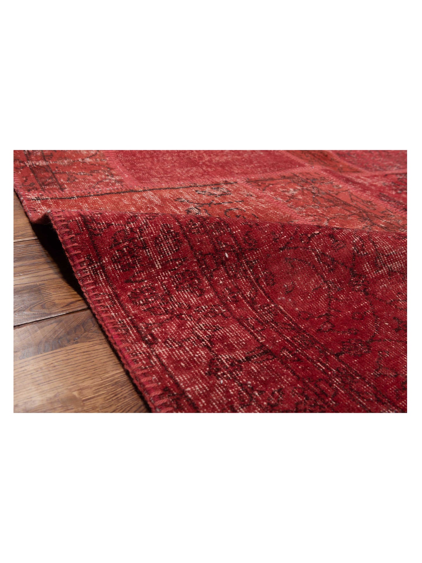 Patchwork Red 9x12 Hand Knotted Rug