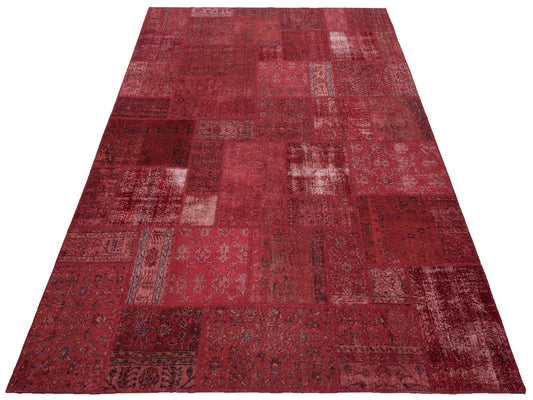 Patchwork Red 9x12 Hand Knotted Rug