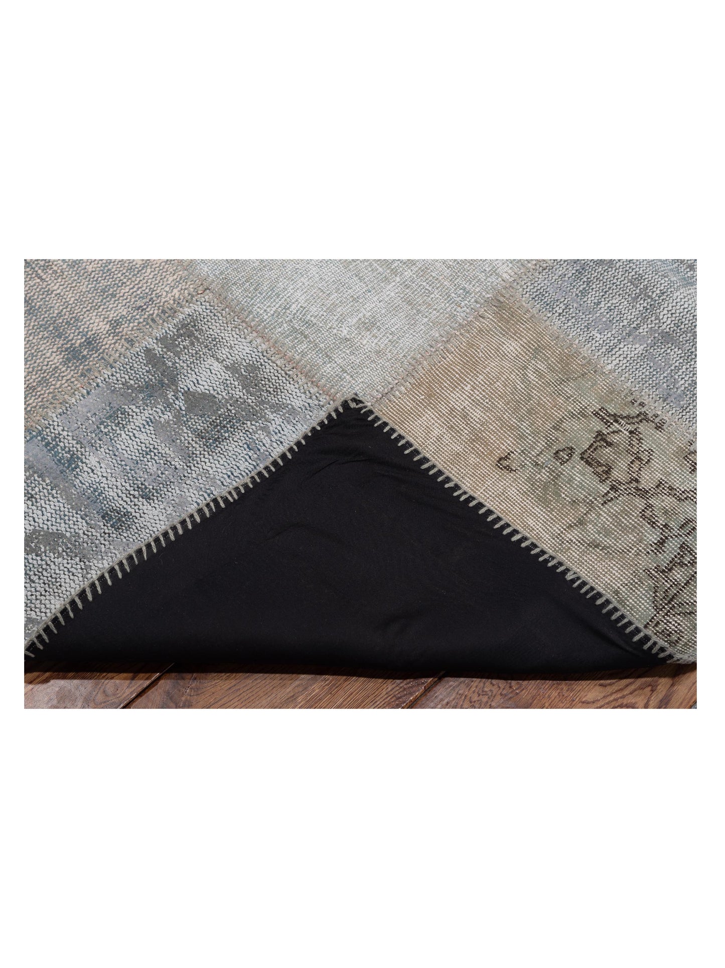 Patchwork Aqua Green 9.10x13.2 Hand Knotted Rug