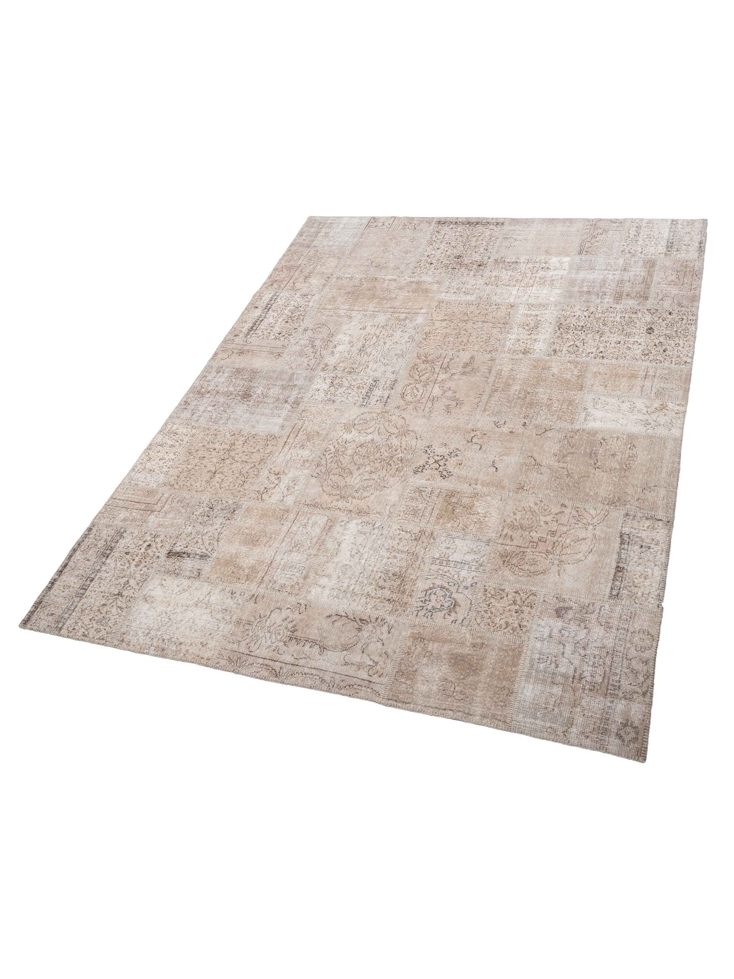 Patchwork Beige 9x12 Hand Knotted Rug