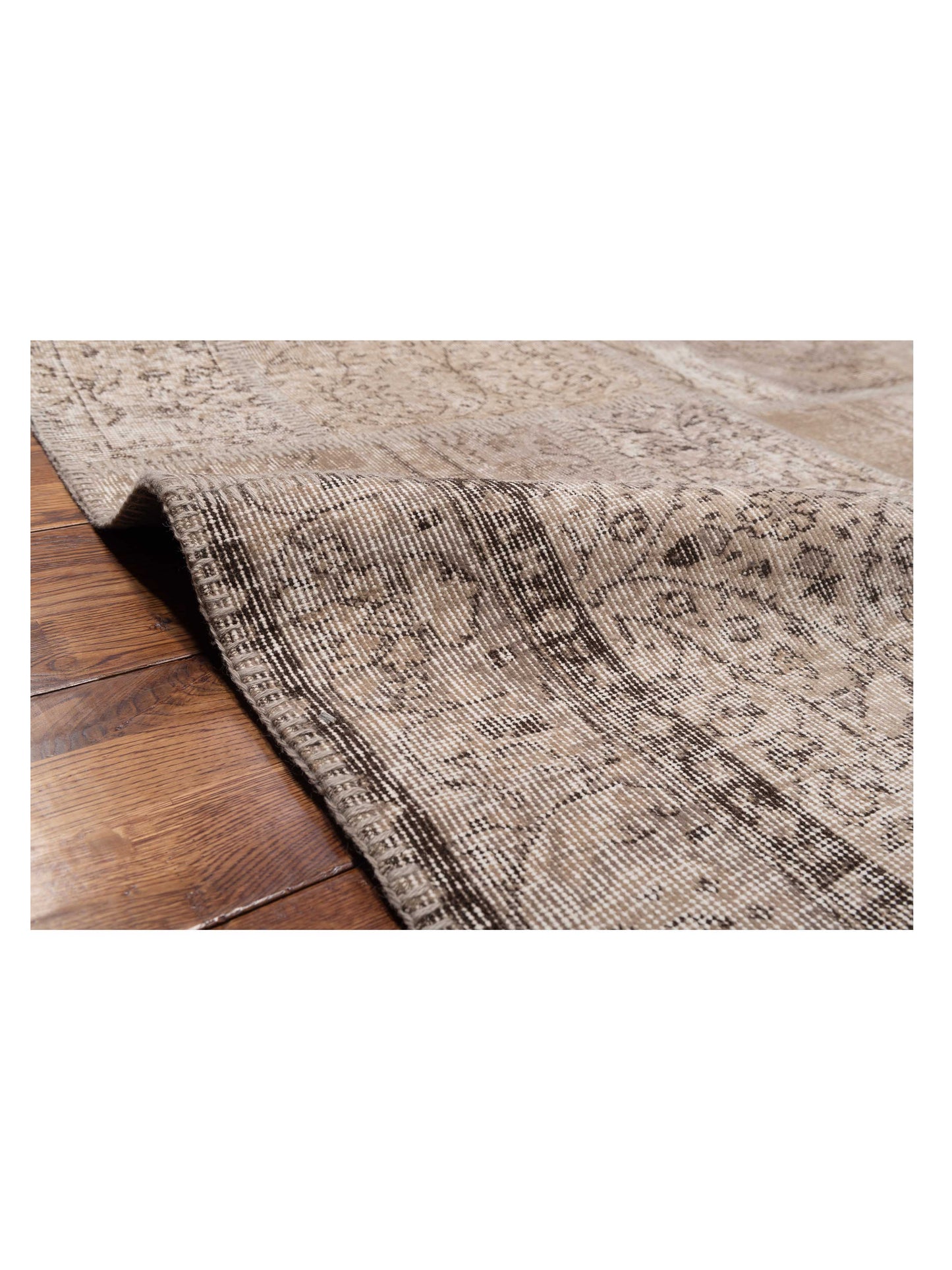 Patchwork Beige 9x12 Hand Knotted Rug