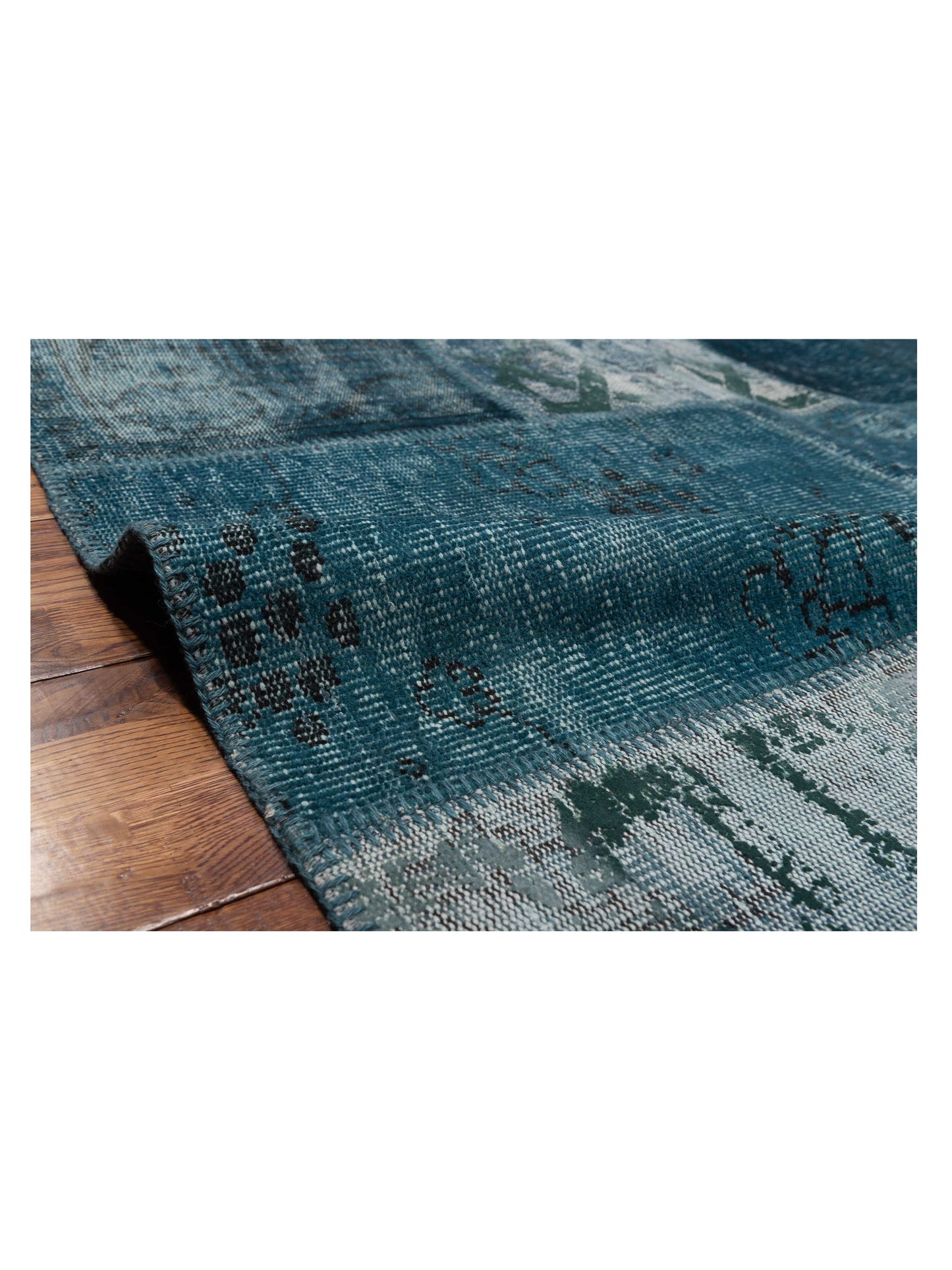 Patchwork Green 9x12 Hand Knotted Rug