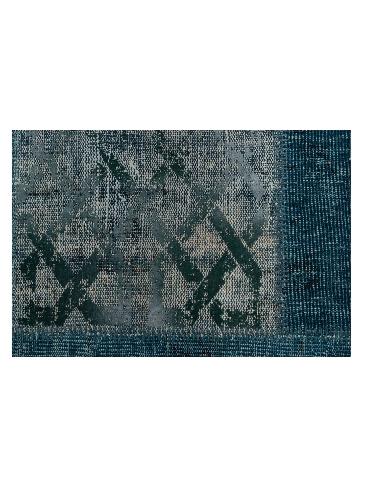 Patchwork Green 9x12 Hand Knotted Rug