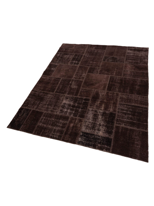 Patchwork Dark Brown 8.10x11.9 Hand Knotted Rug