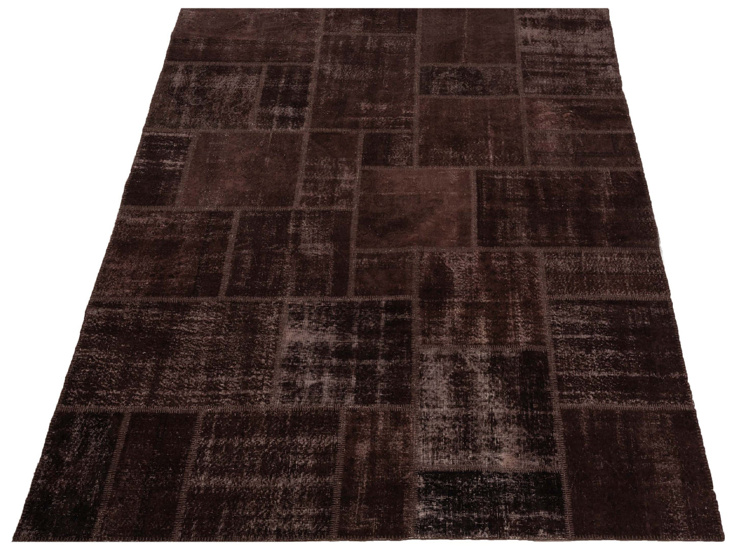 Patchwork Dark Brown 8.10x11.9 Hand Knotted Rug
