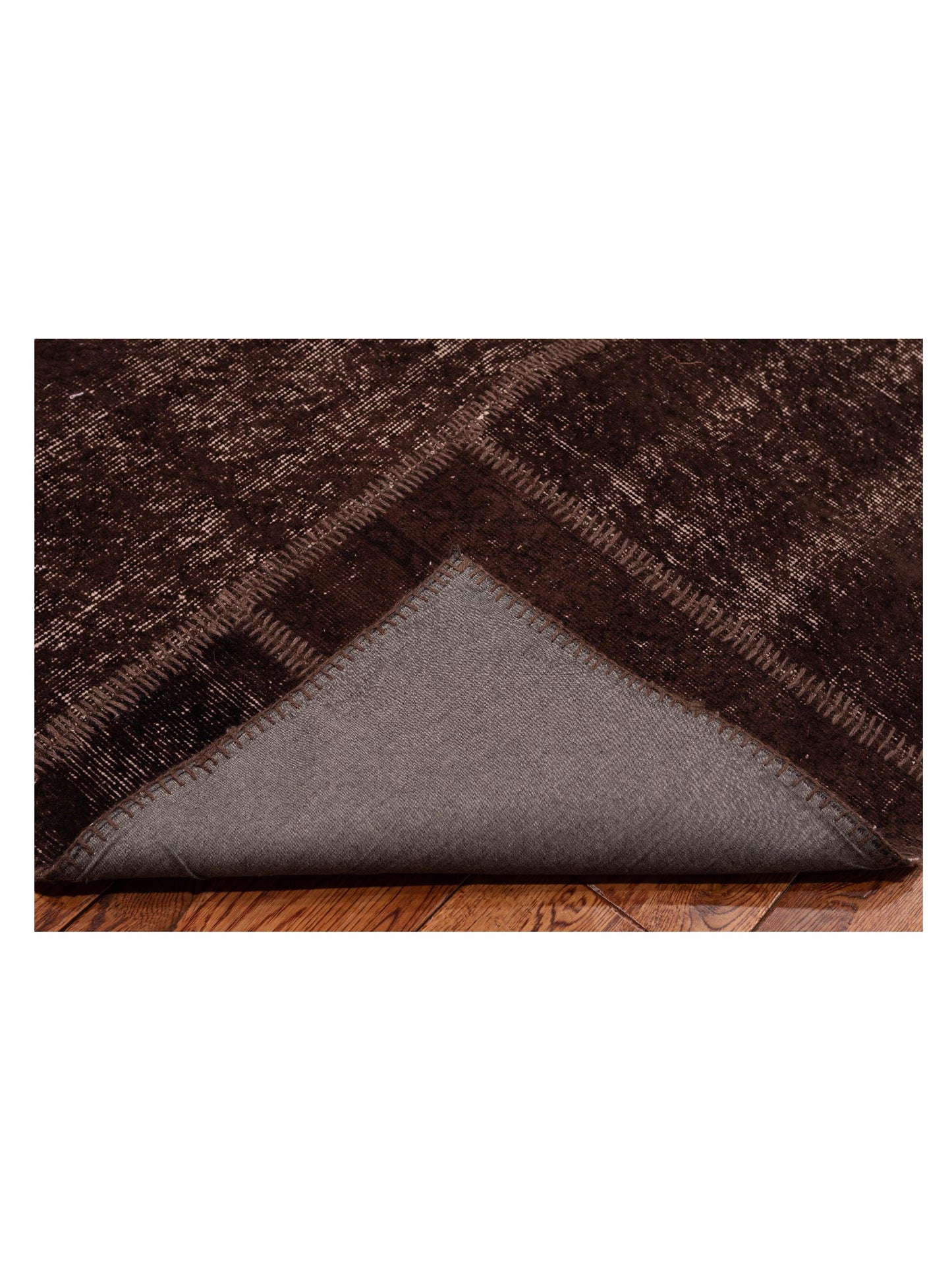 Patchwork Dark Brown 8.10x11.9 Hand Knotted Rug