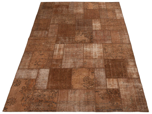 Patchwork Brown 9x12 Hand Knotted Rug