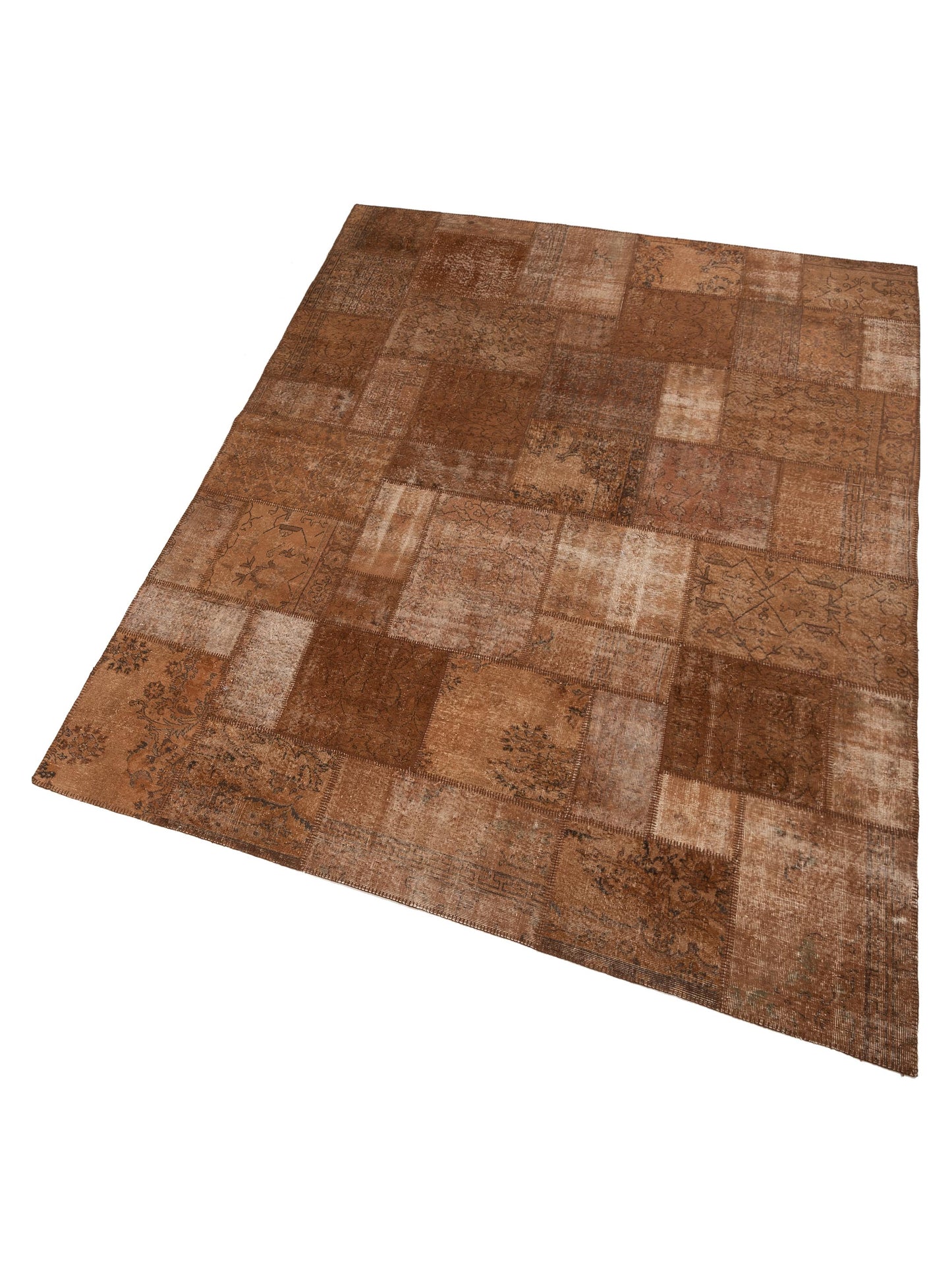 Patchwork Brown 9x12 Hand Knotted Rug