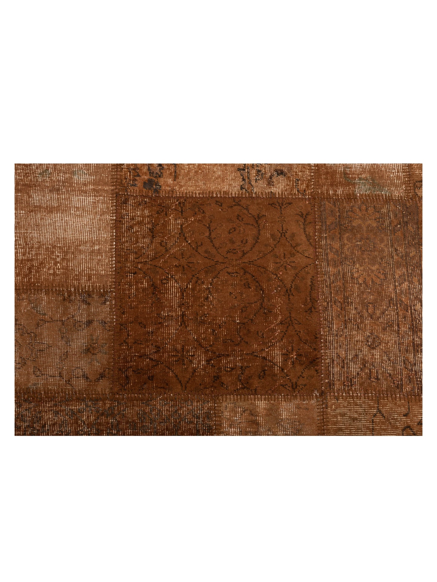 Patchwork Brown 9x12 Hand Knotted Rug