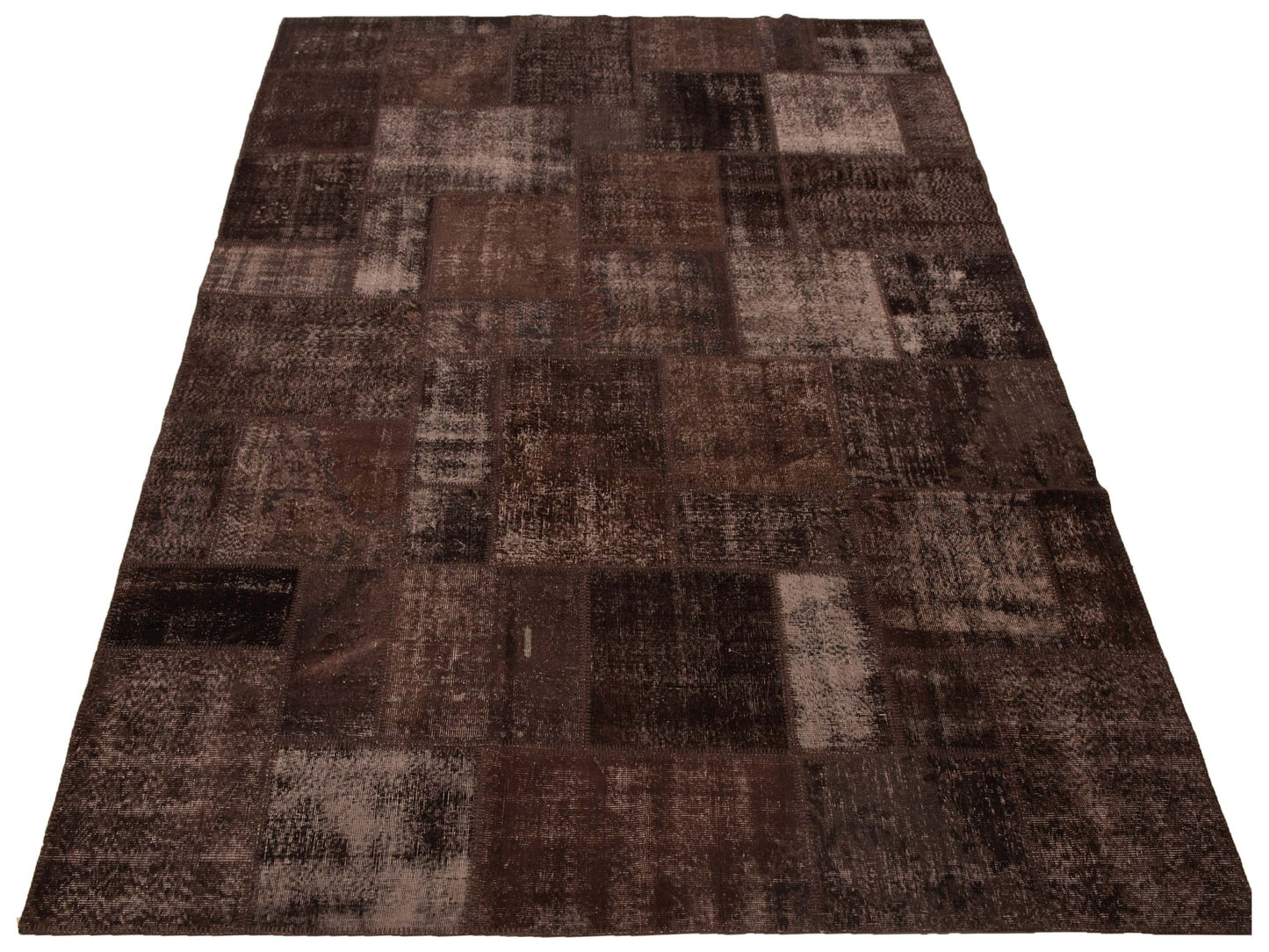 Patchwork Dark Brown 9.1x12 Hand Knotted Rug