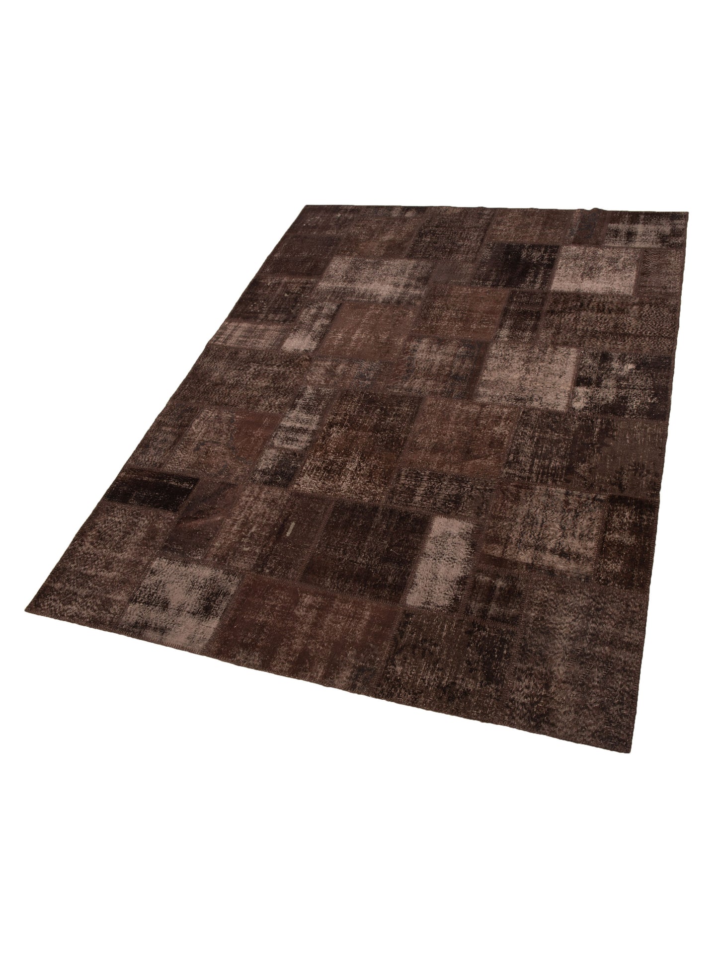 Patchwork Dark Brown 9.1x12 Hand Knotted Rug