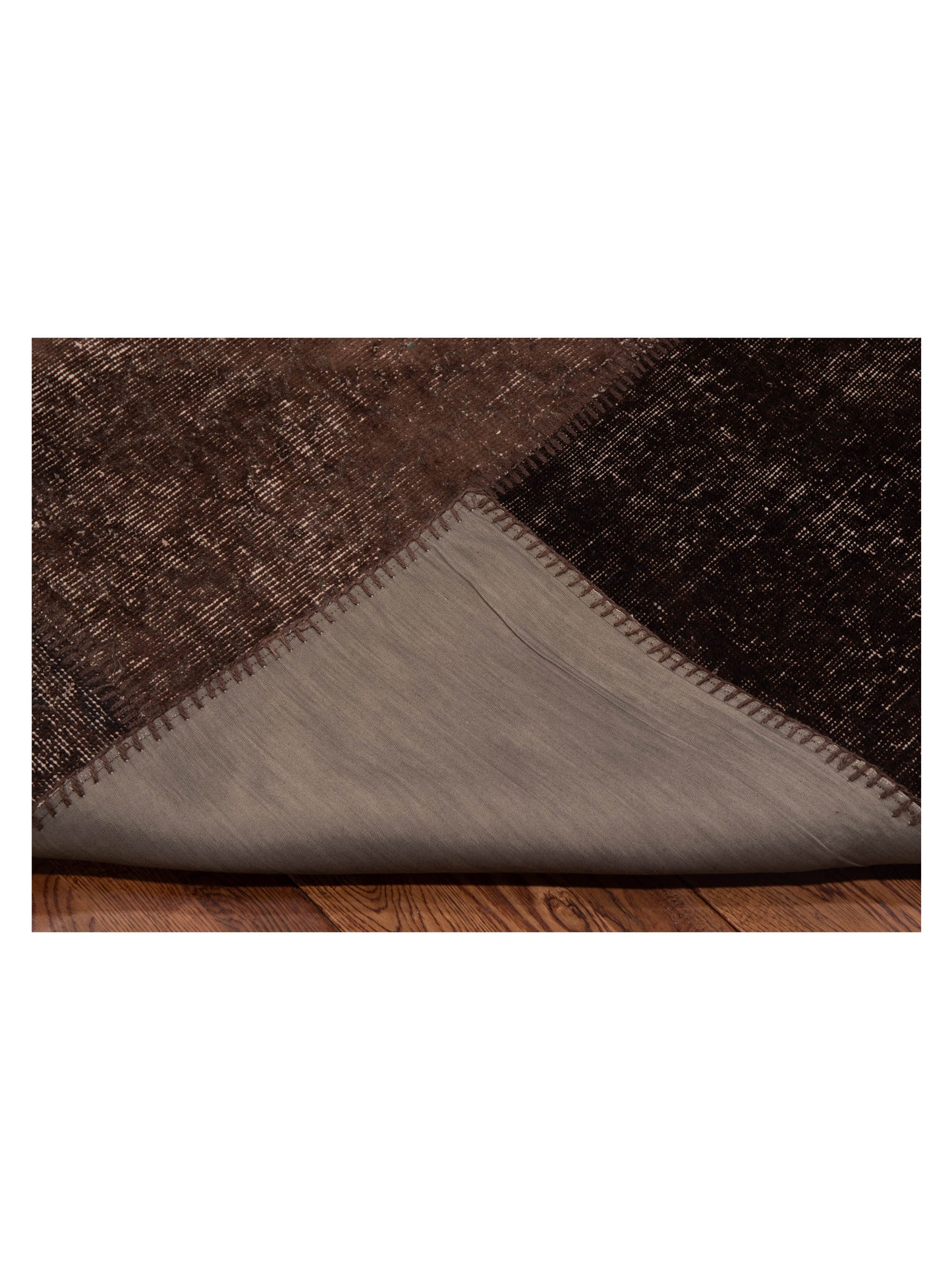 Patchwork Dark Brown 9.1x12 Hand Knotted Rug