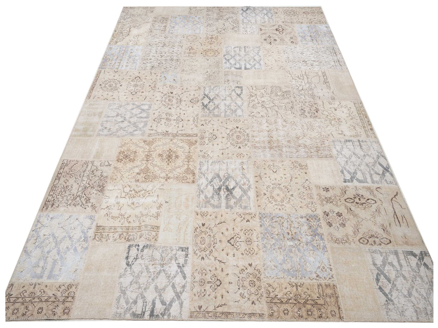 Patchwork Natural 9.10x13.2 Hand Knotted Rug