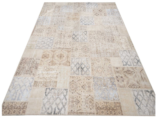 Patchwork Natural 9.10x13.2 Hand Knotted Rug