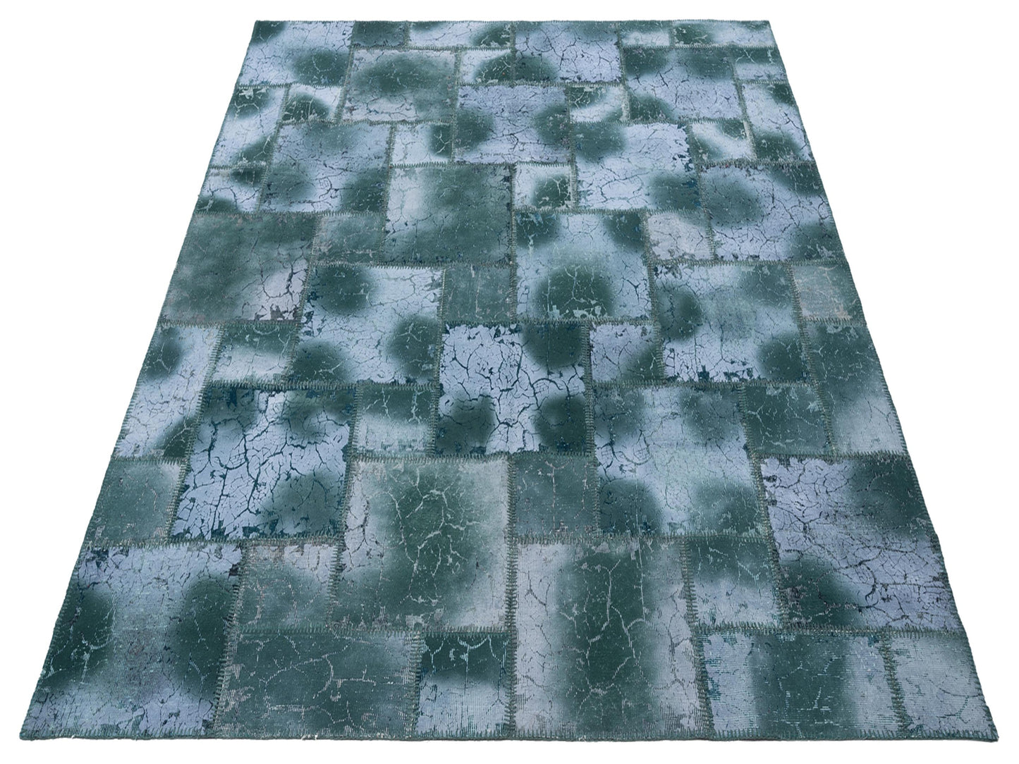 Patchwork Green 8.3x9.10 Hand Knotted Rug