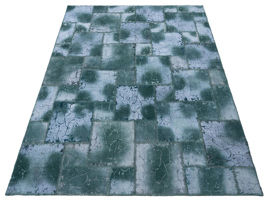 Patchwork Green 8.3x9.10 Hand Knotted Rug