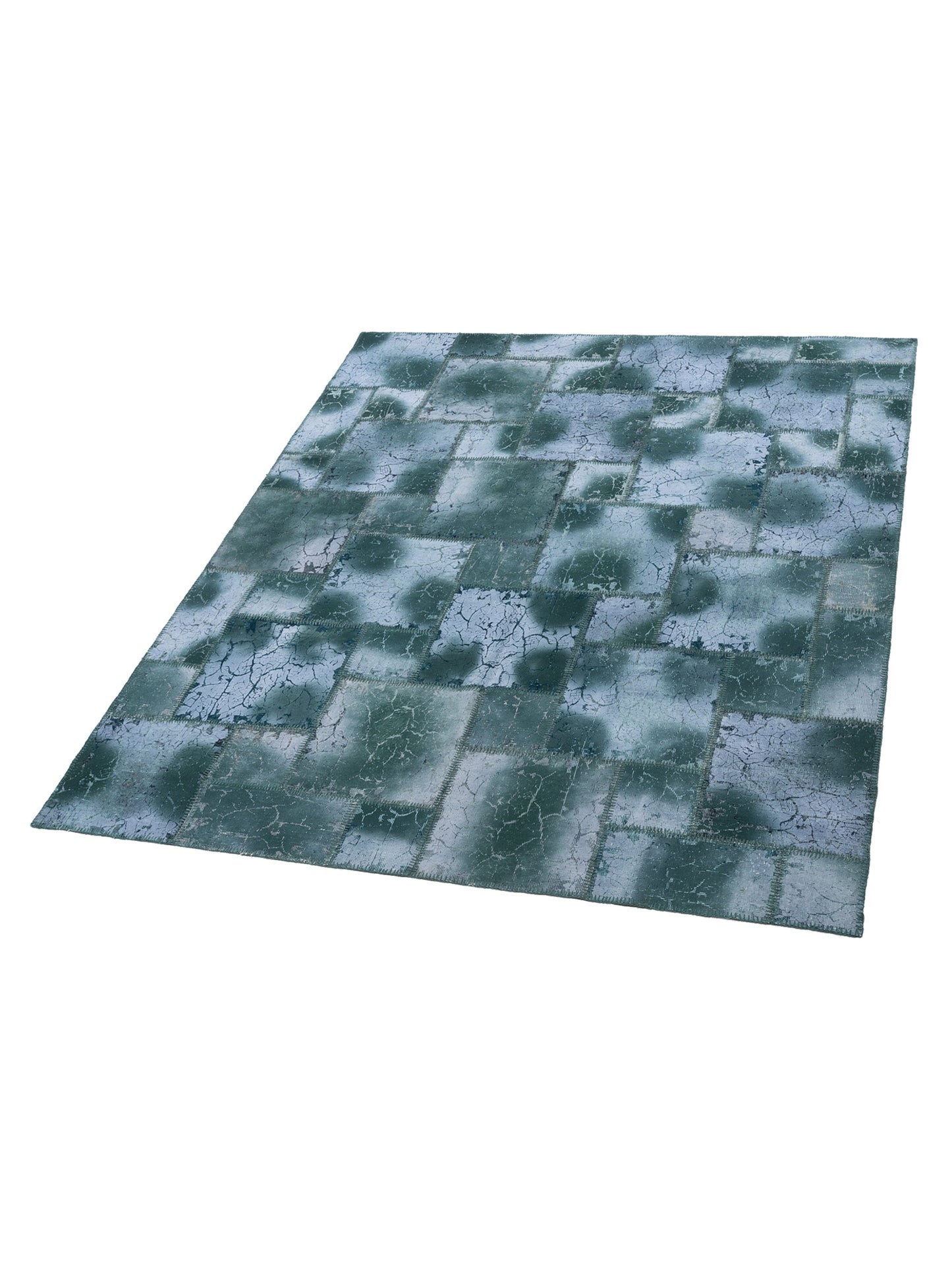 Patchwork Green 8.3x9.10 Hand Knotted Rug