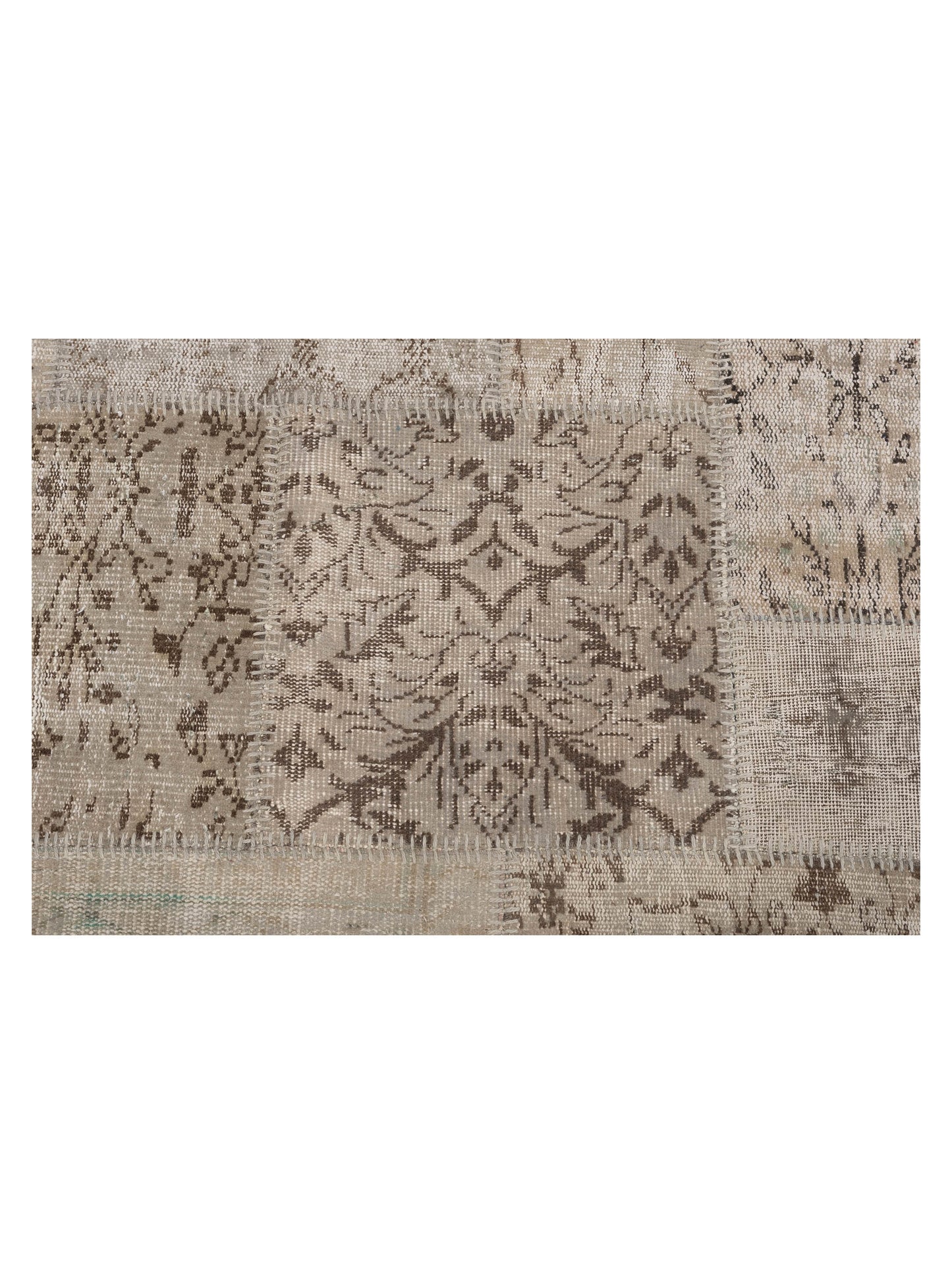 Patchwork Light Gray 8x9.11 Hand Knotted Rug