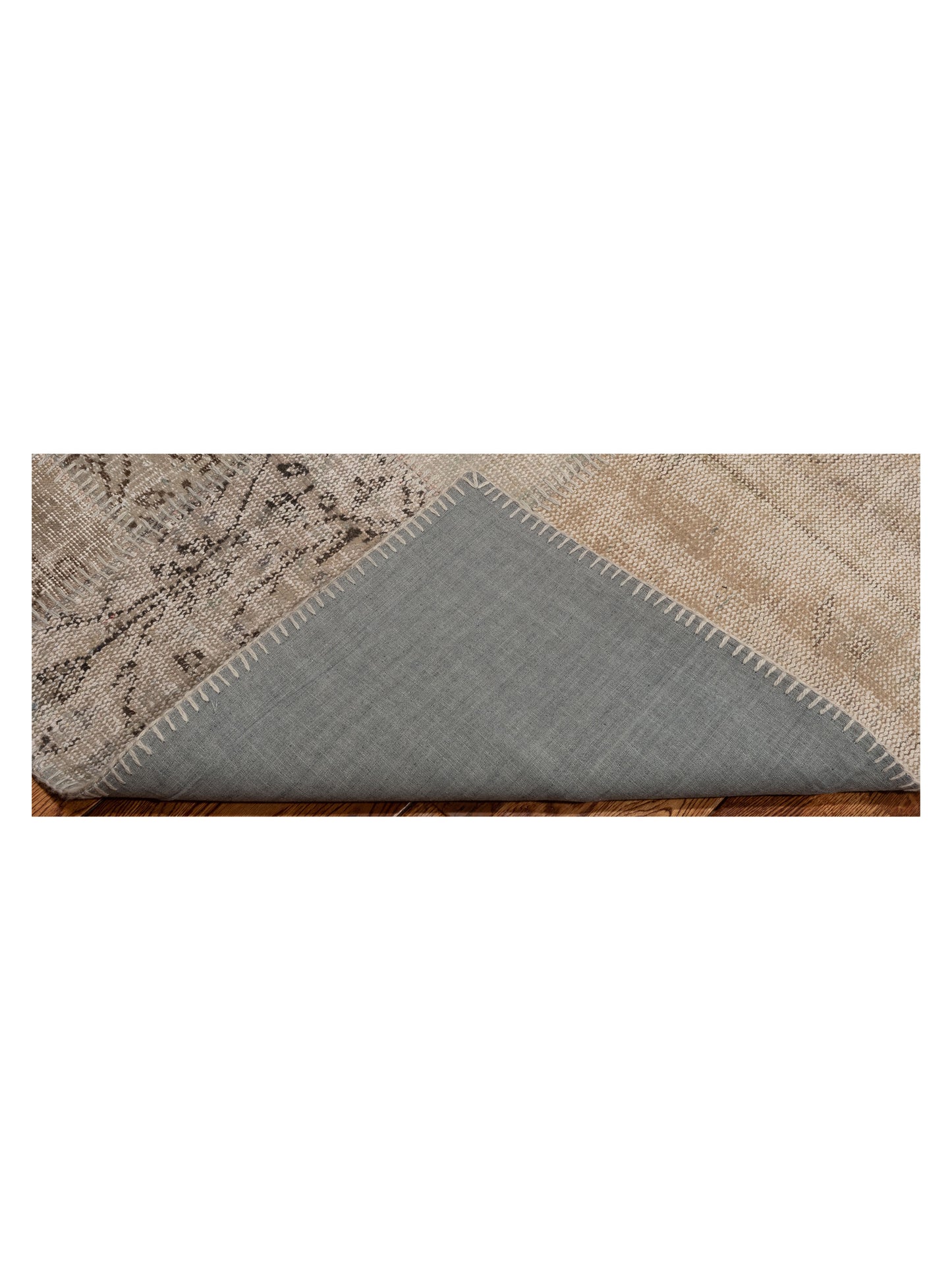 Patchwork Light Gray 8x9.11 Hand Knotted Rug