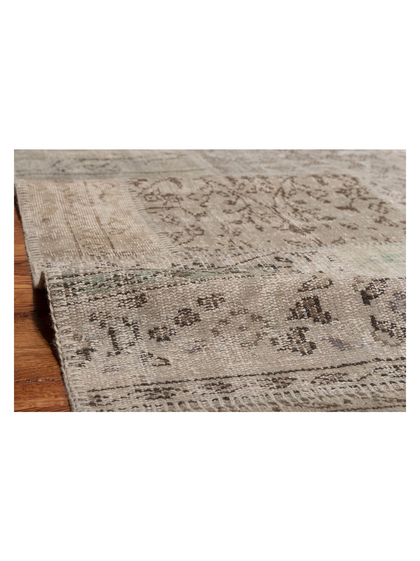 Patchwork Light Gray 8x9.11 Hand Knotted Rug