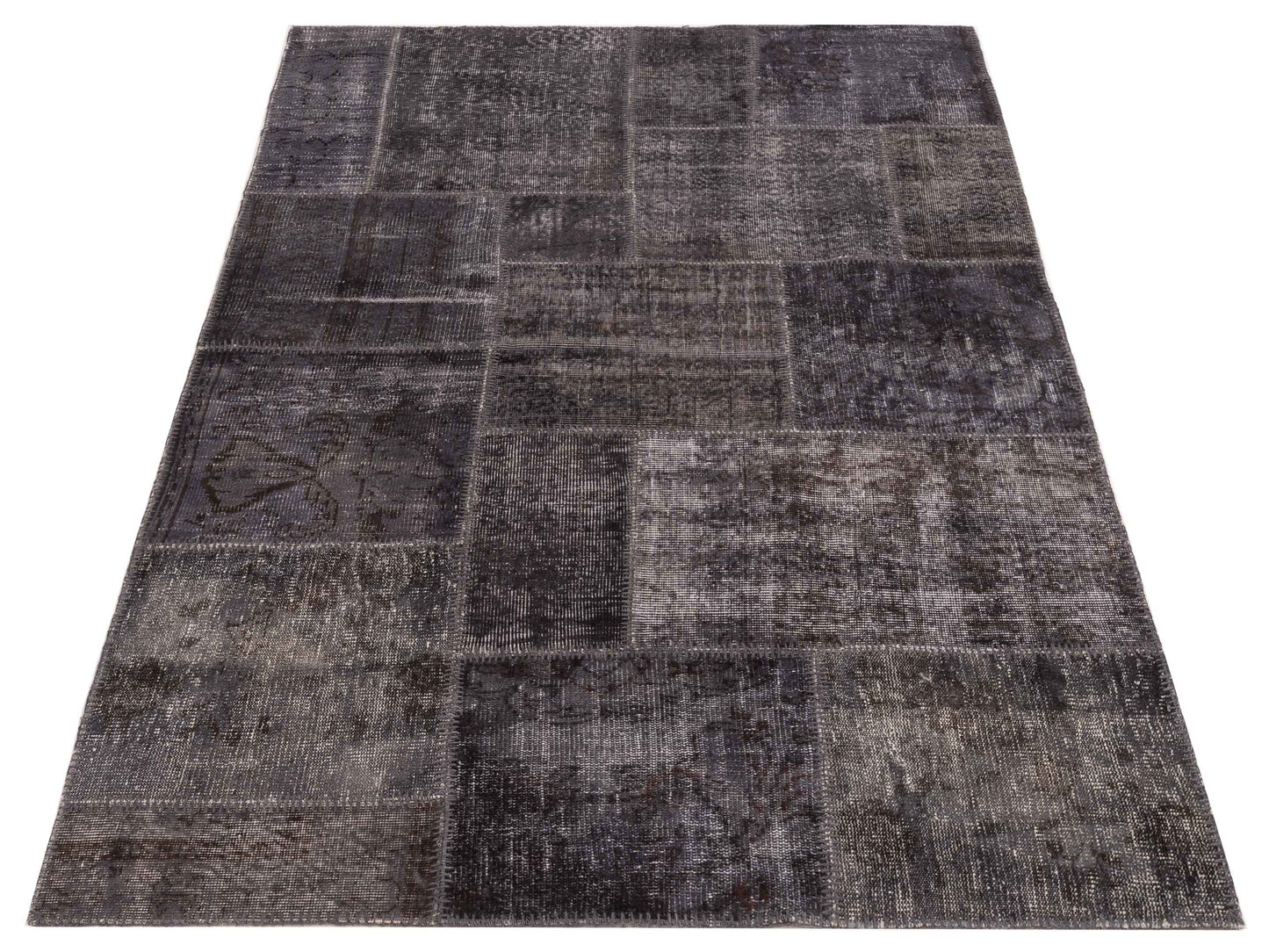 Patchwork Charcoal 5x8 Hand Knotted Rug
