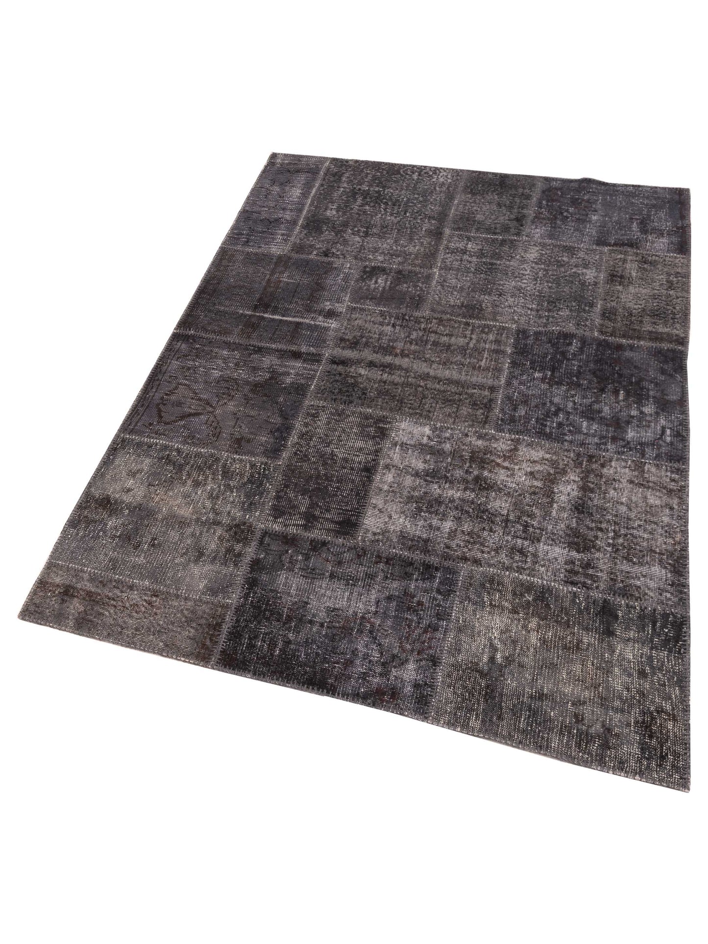 Patchwork Charcoal 5x8 Hand Knotted Rug