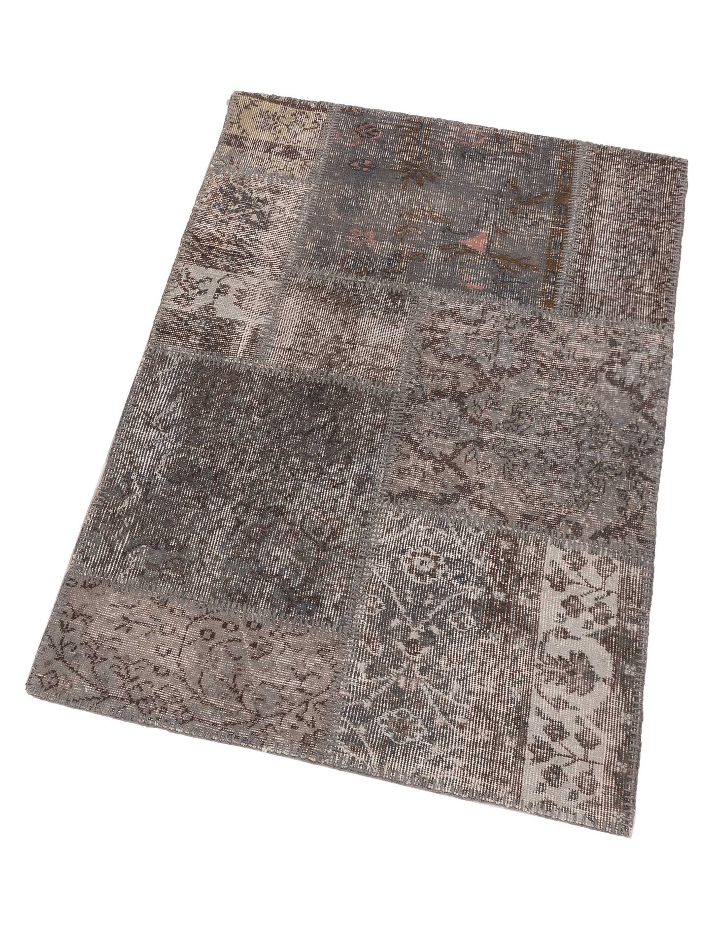 Patchwork Gray 3x5 Hand Knotted Rug