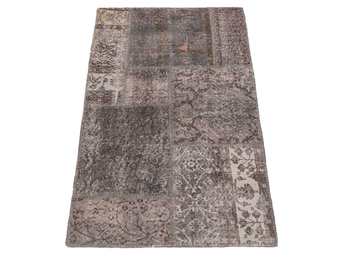 Patchwork Gray 3x5 Hand Knotted Rug