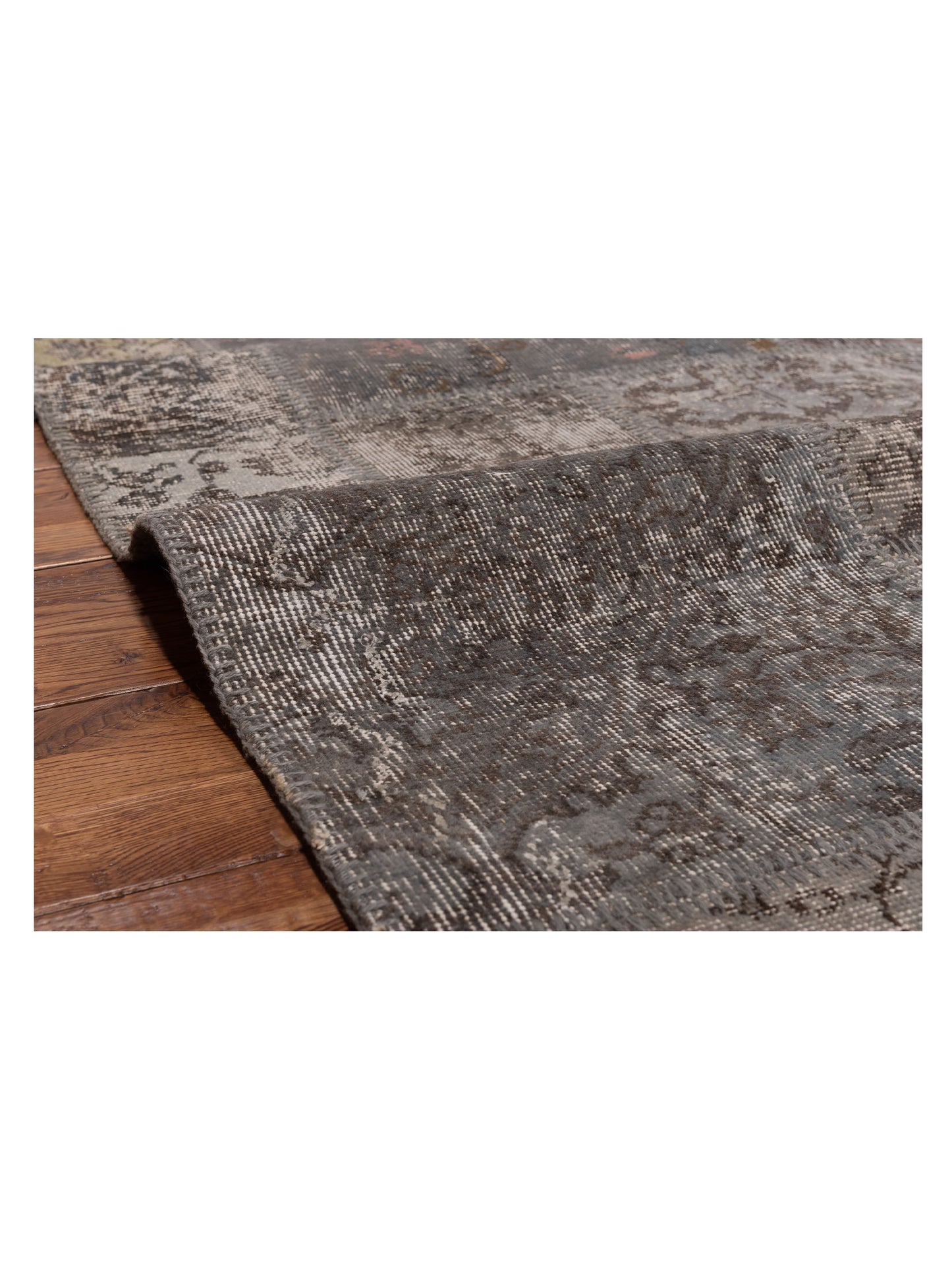 Patchwork Gray 3x5 Hand Knotted Rug