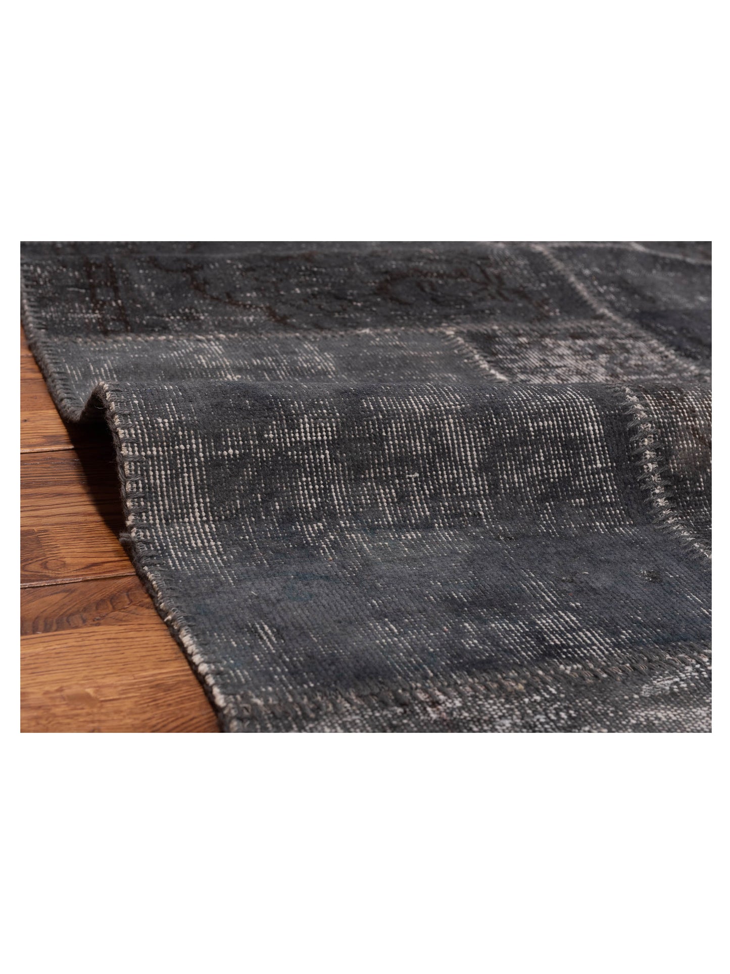 Patchwork Charcoal 4x6 Hand Knotted Rug
