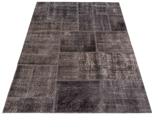 Patchwork Dark Gray Dark Gray 5x7.11 Hand Knotted Rug