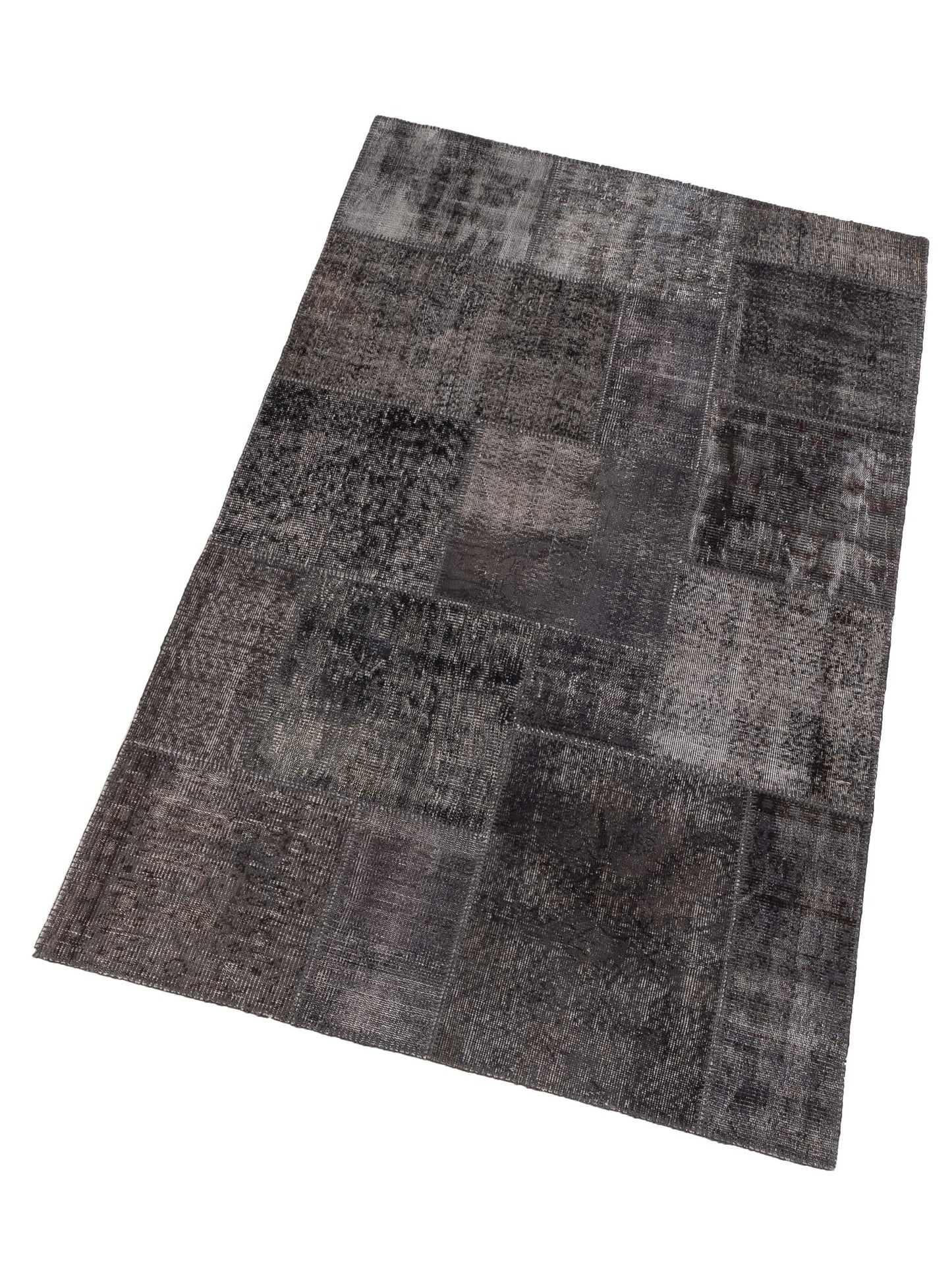 Patchwork Charcoal 4.11x8 Hand Knotted Rug