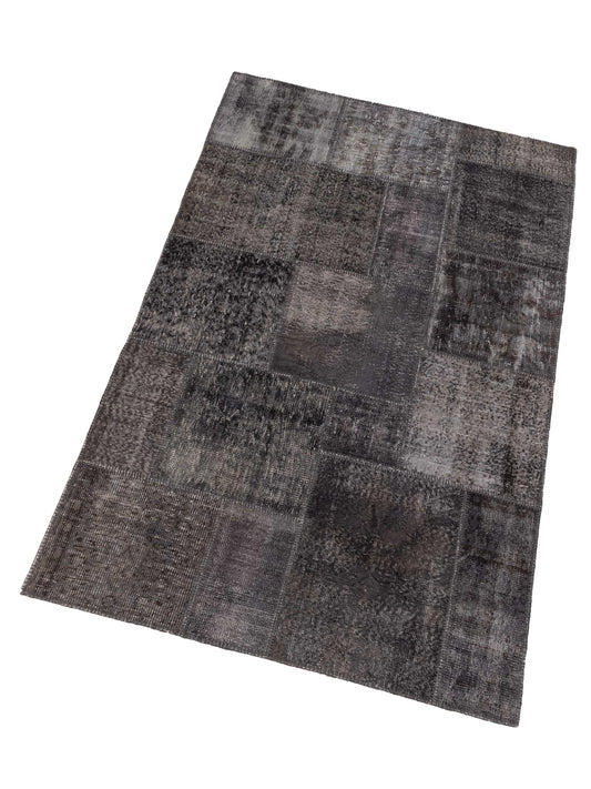 Patchwork Charcoal 4.11x8 Hand Knotted Rug