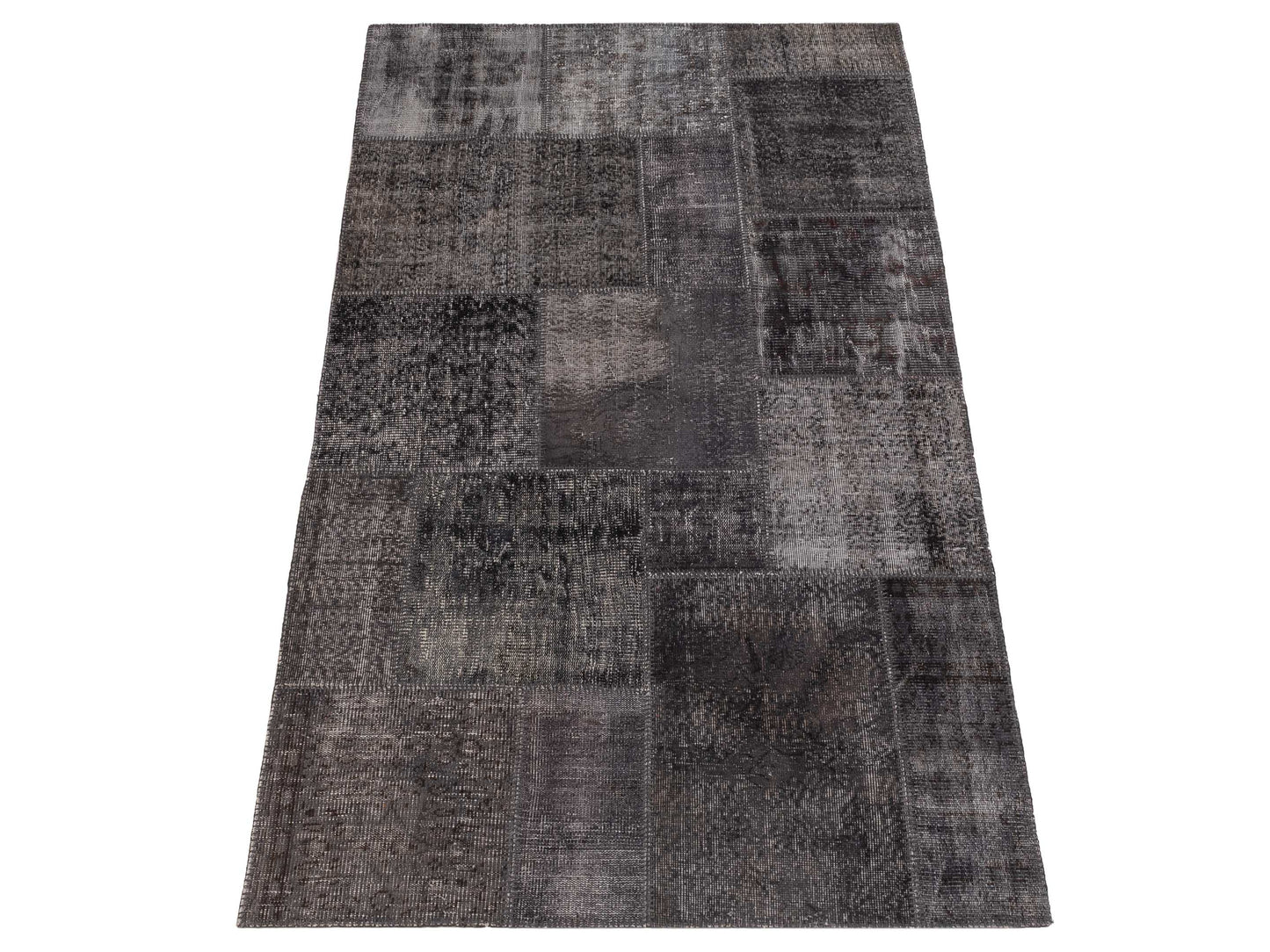 Patchwork Charcoal 4.11x8 Hand Knotted Rug