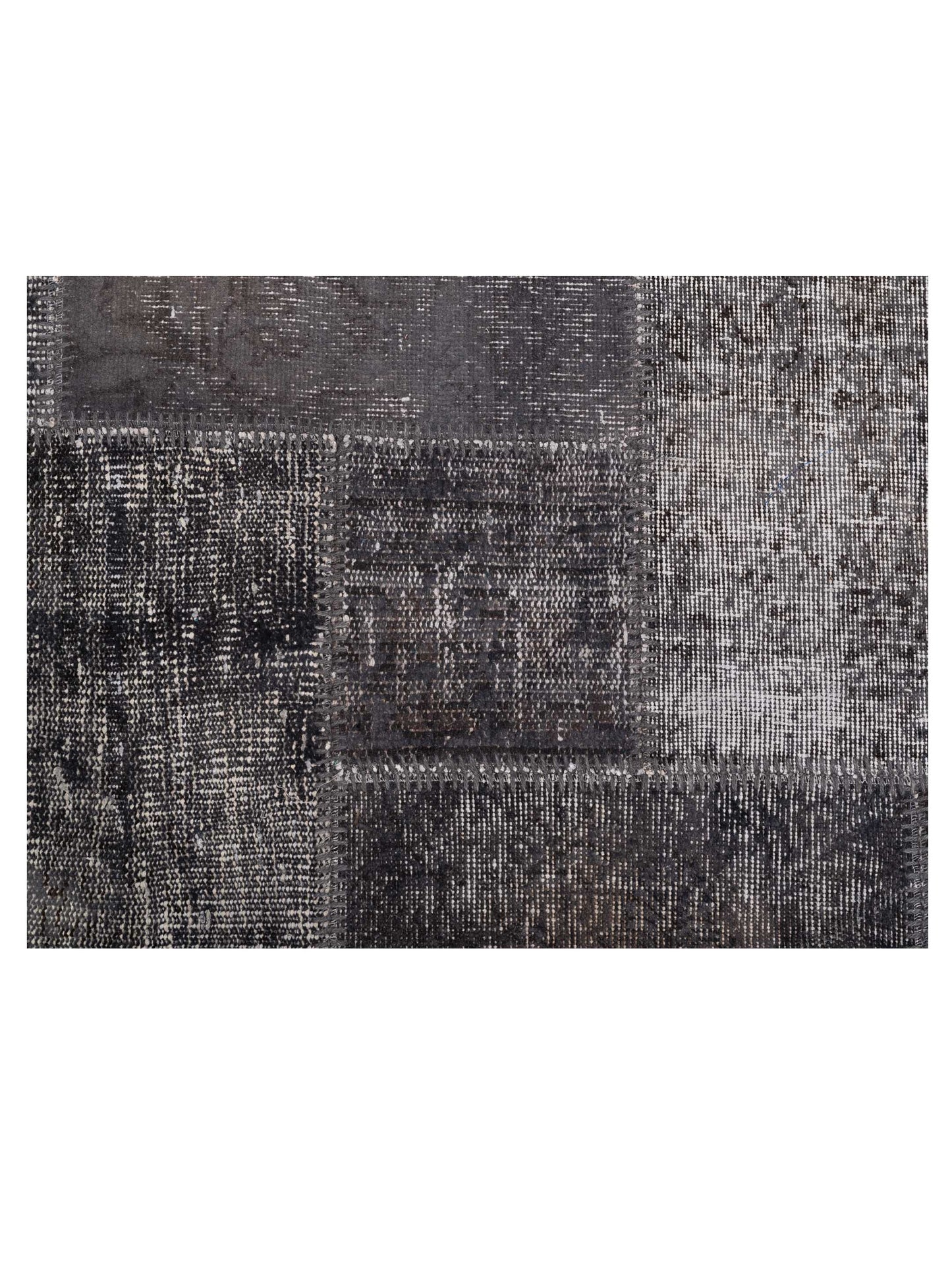 Patchwork Charcoal 4.11x8 Hand Knotted Rug